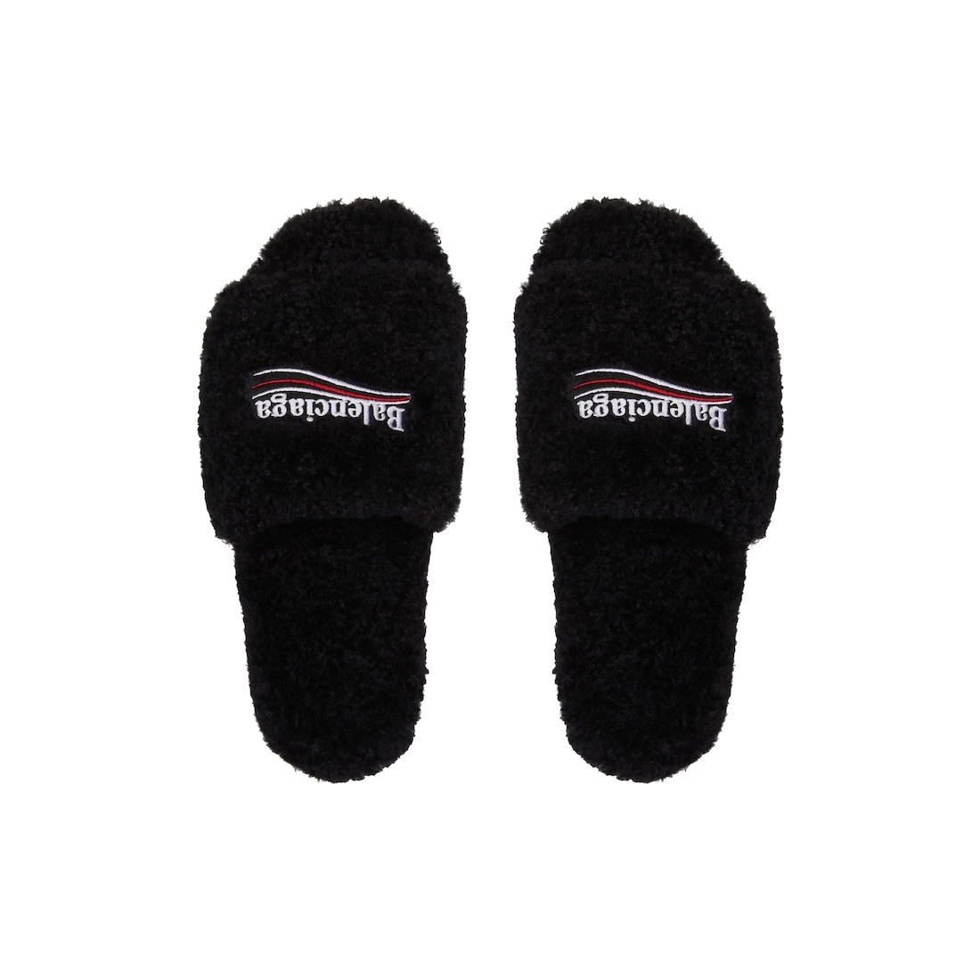 Men's Furry Slide Sandal in Black - 5