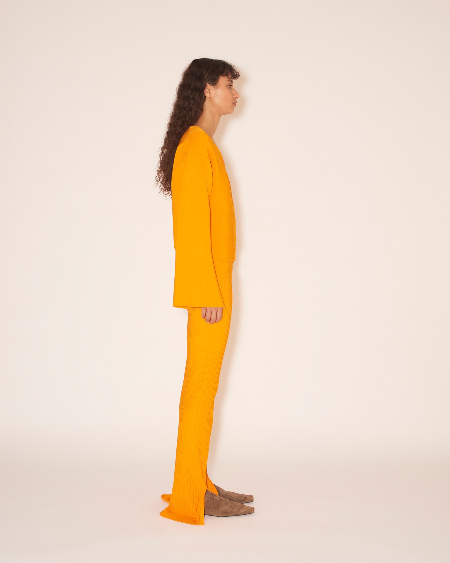 LETTE - Rib jersey pants - Bright orange - 4