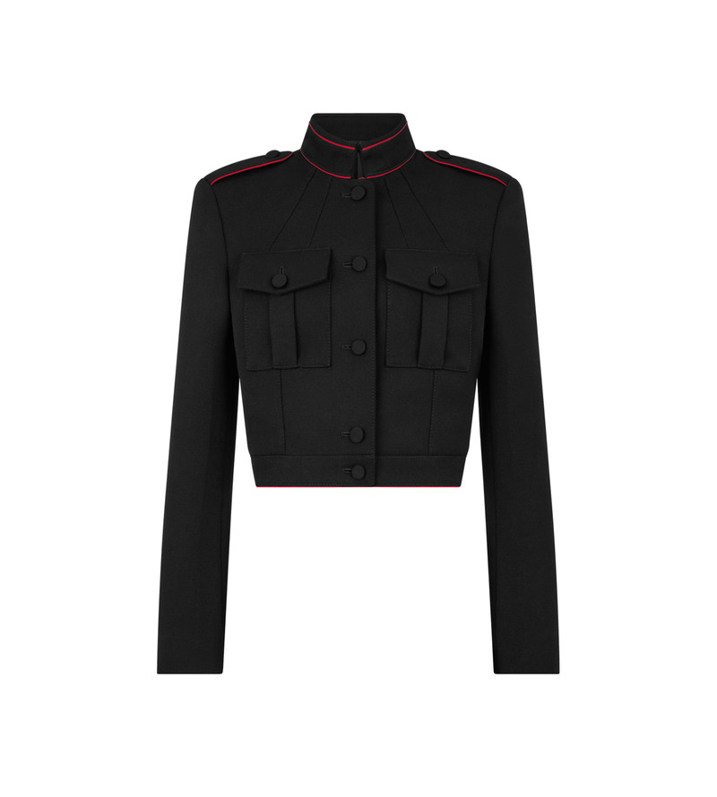 SHARP WOOL GABARDINE OFFICER JACKET WITH PIPING 1