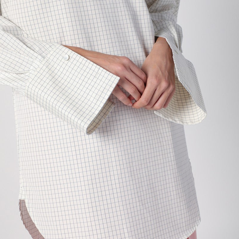 Dries Van Noten White Checked Popeline Turtleneck Shirt Women - 3