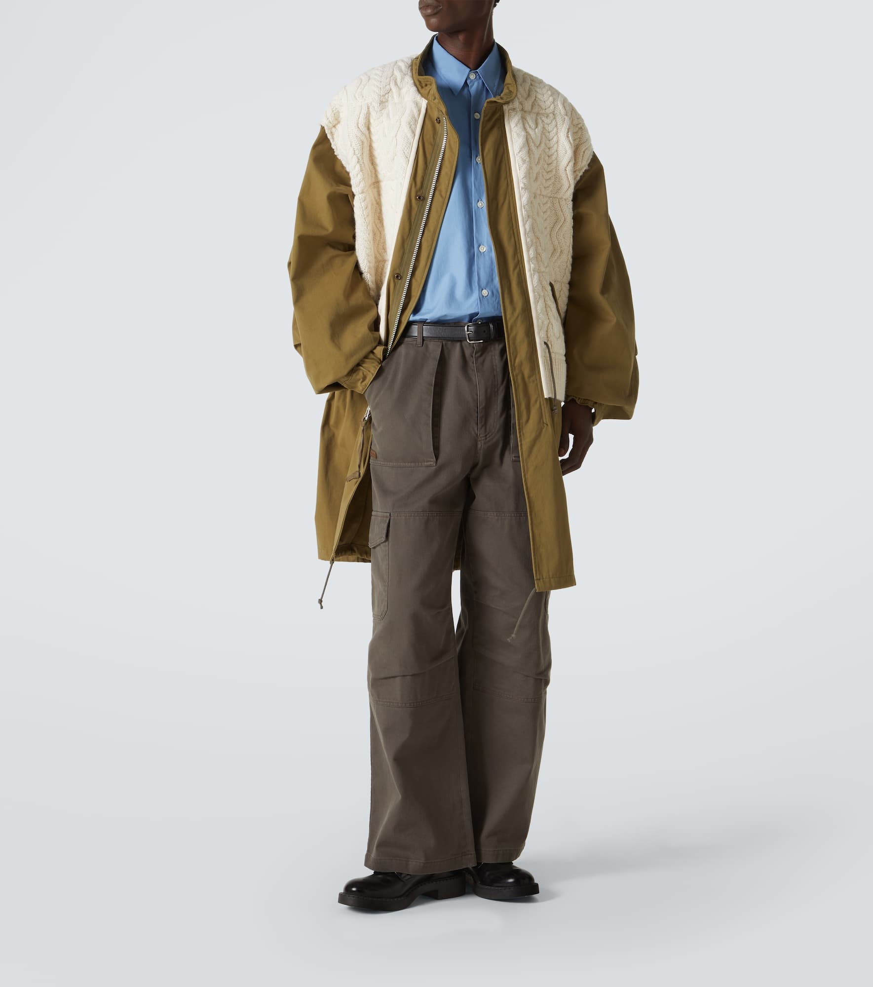 Aran wool-trimmed cotton jacket - 2