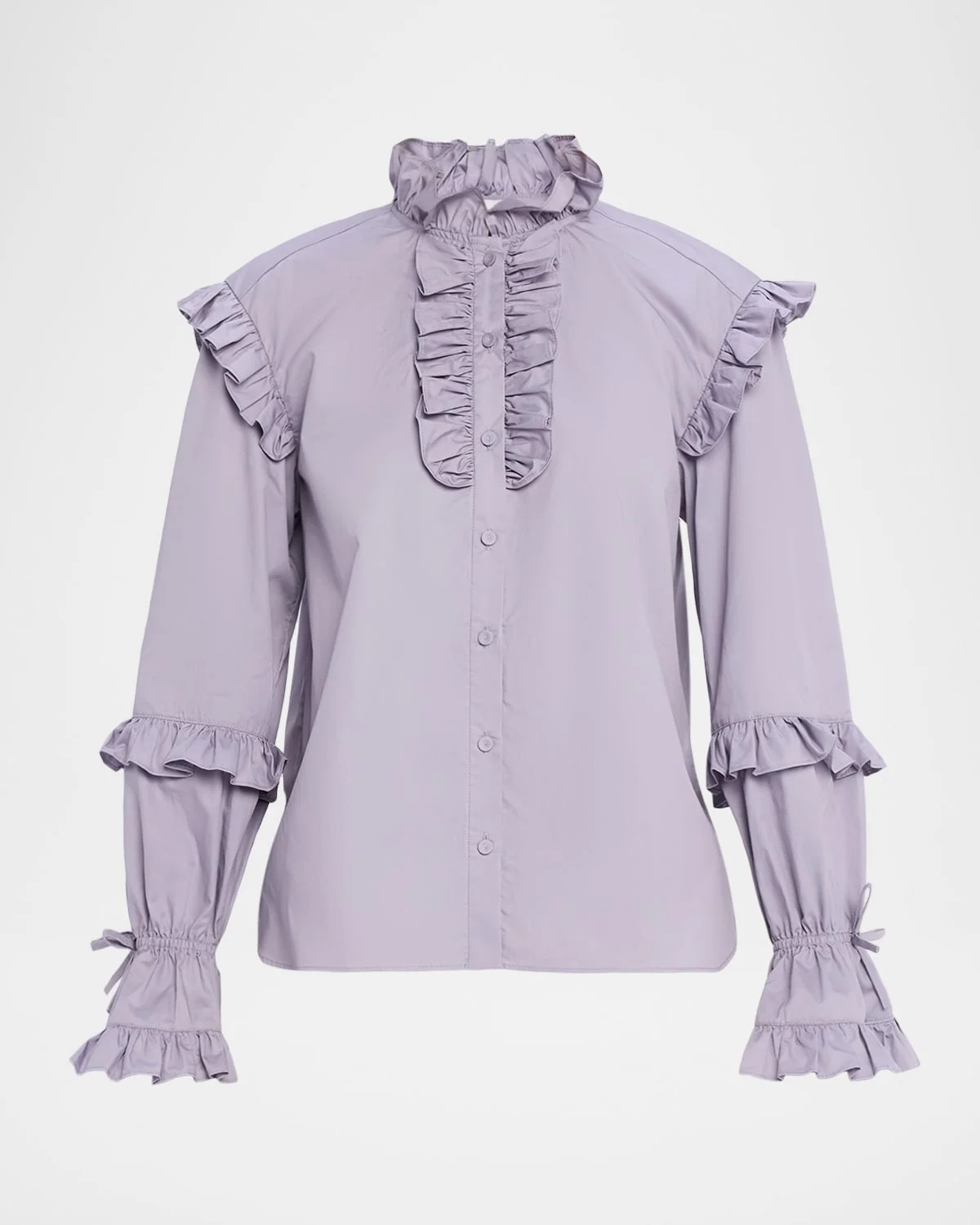 Michelle Long-Sleeve Ruffled Poplin Top - 1