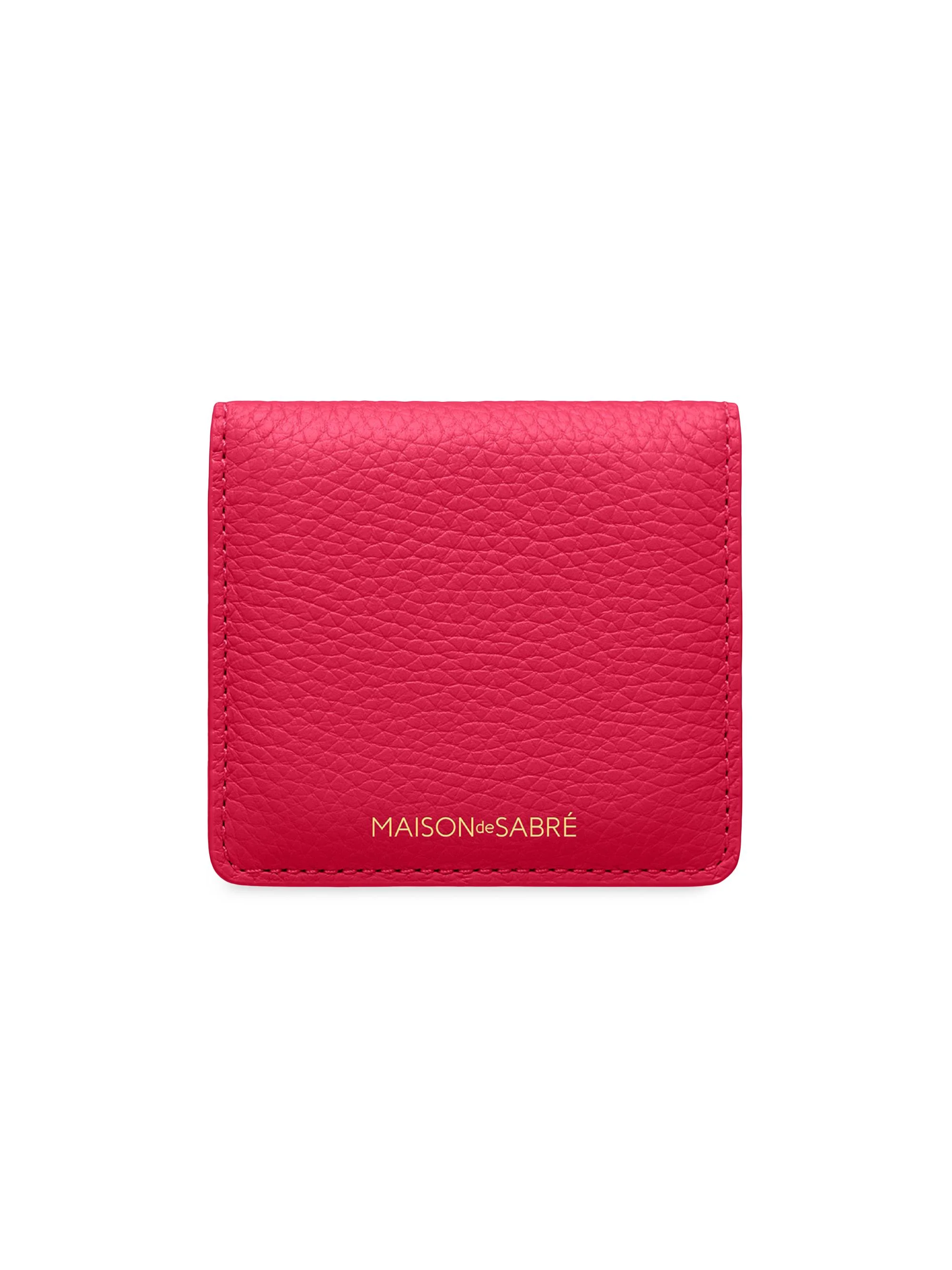 Leather Compact Mirror - Fuchsia Lavender - 1
