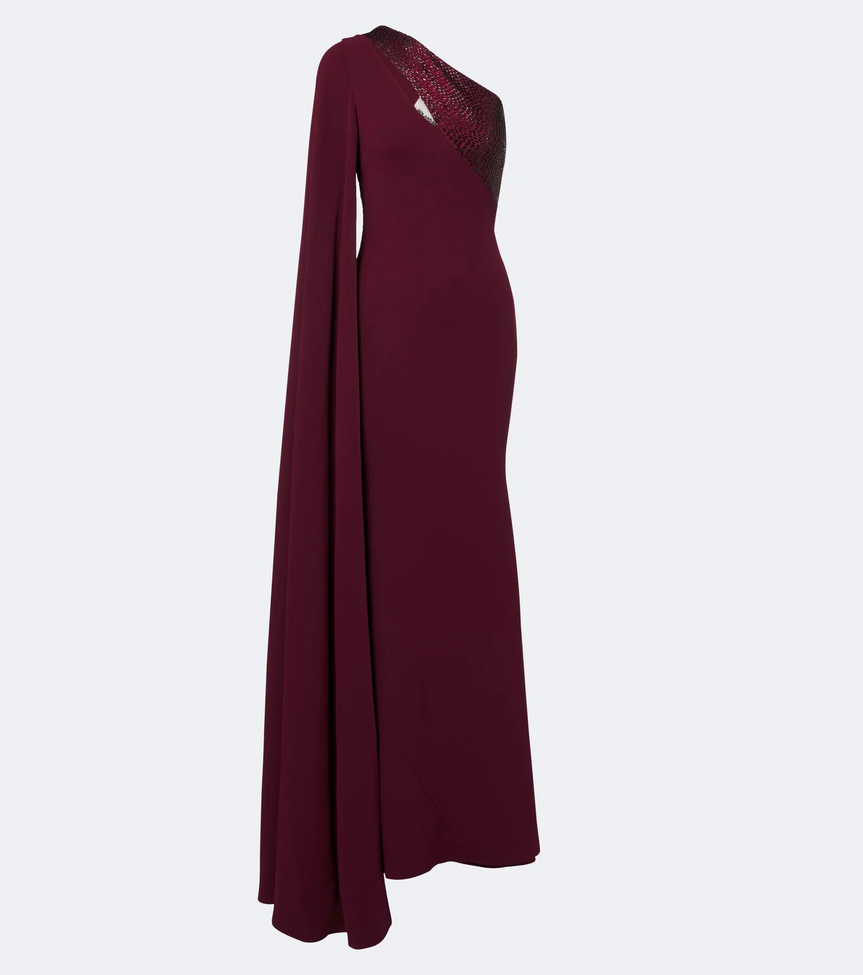 Embellished caped one-shoulder gown - 1