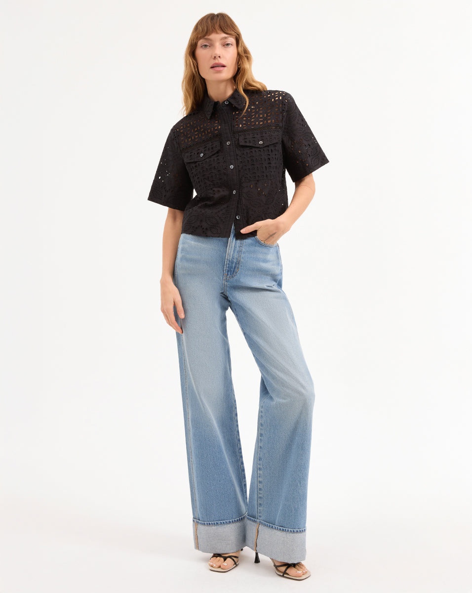SPRUCE EYELET SHORT-SLEEVE BUTTON-DOWN - 6