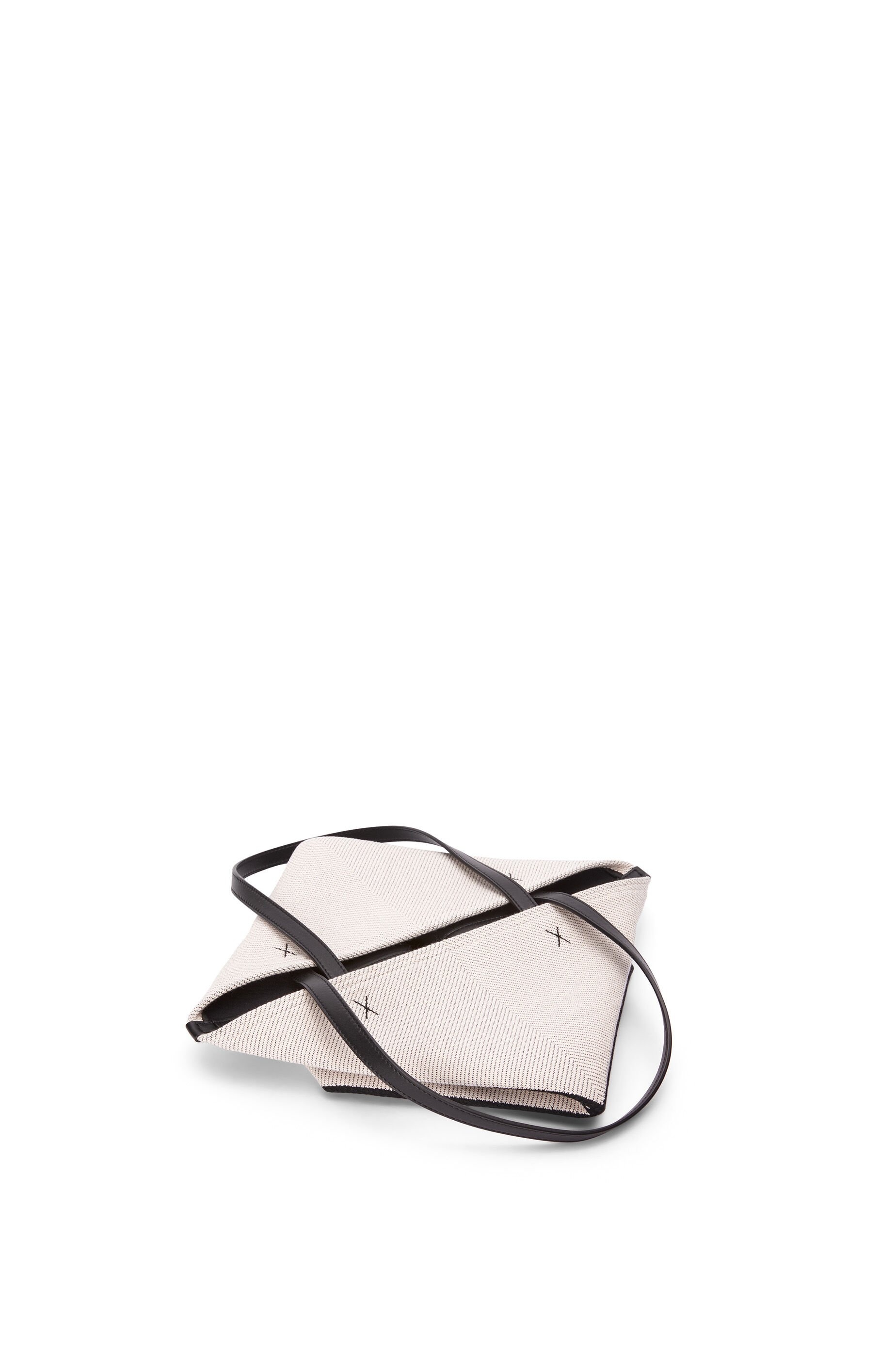 Medium Puzzle Fold tote in canvas jacquard and calfskin - 4