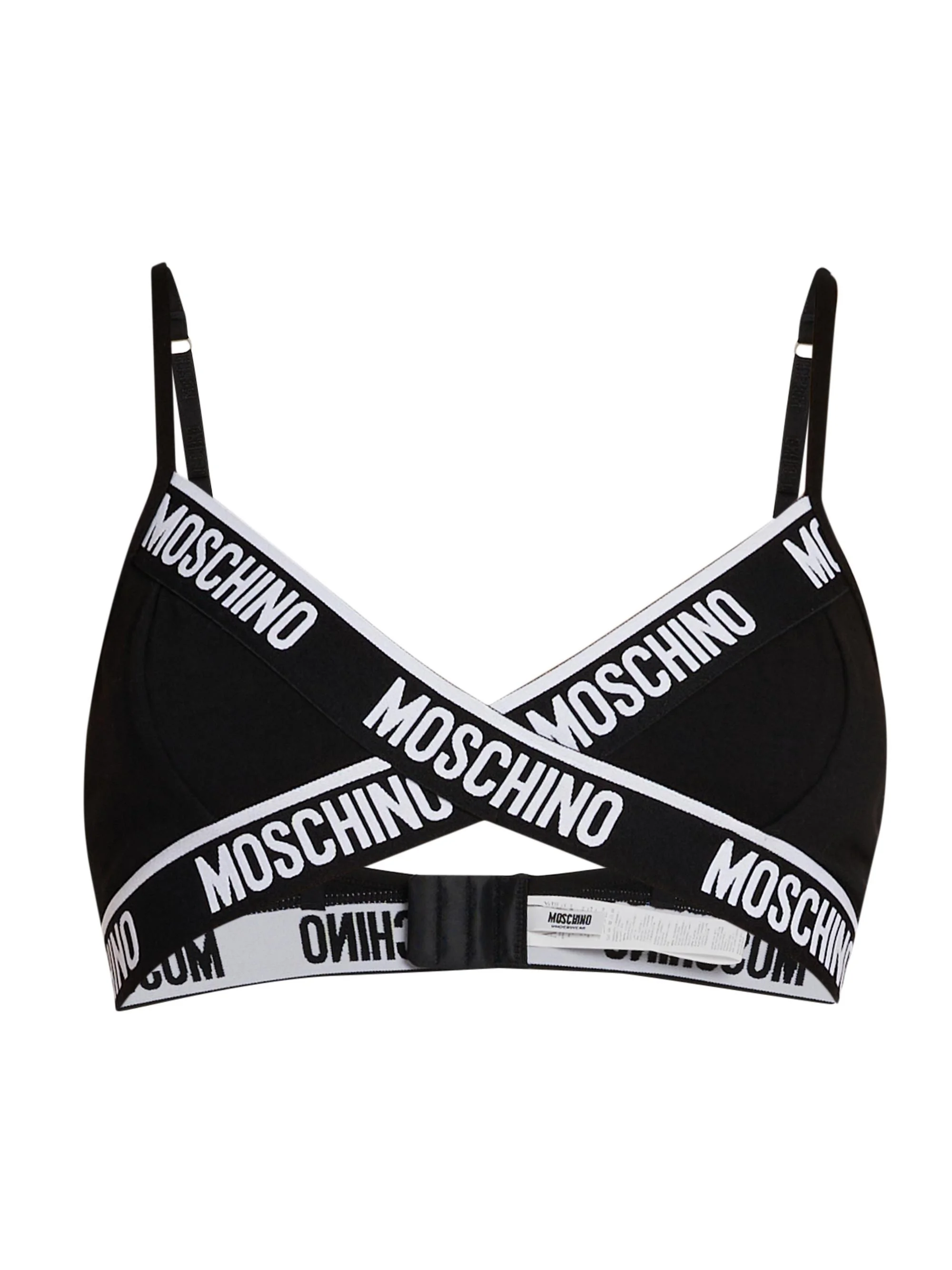Women's Logo Stretch-Cotton Triangle Bralette - Black - 1