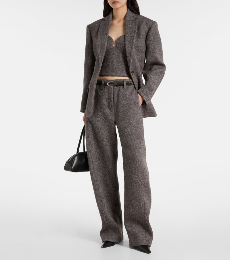 MAGDA BUTRYM Low-rise herringbone wool-blend barrel-leg pants outlook
