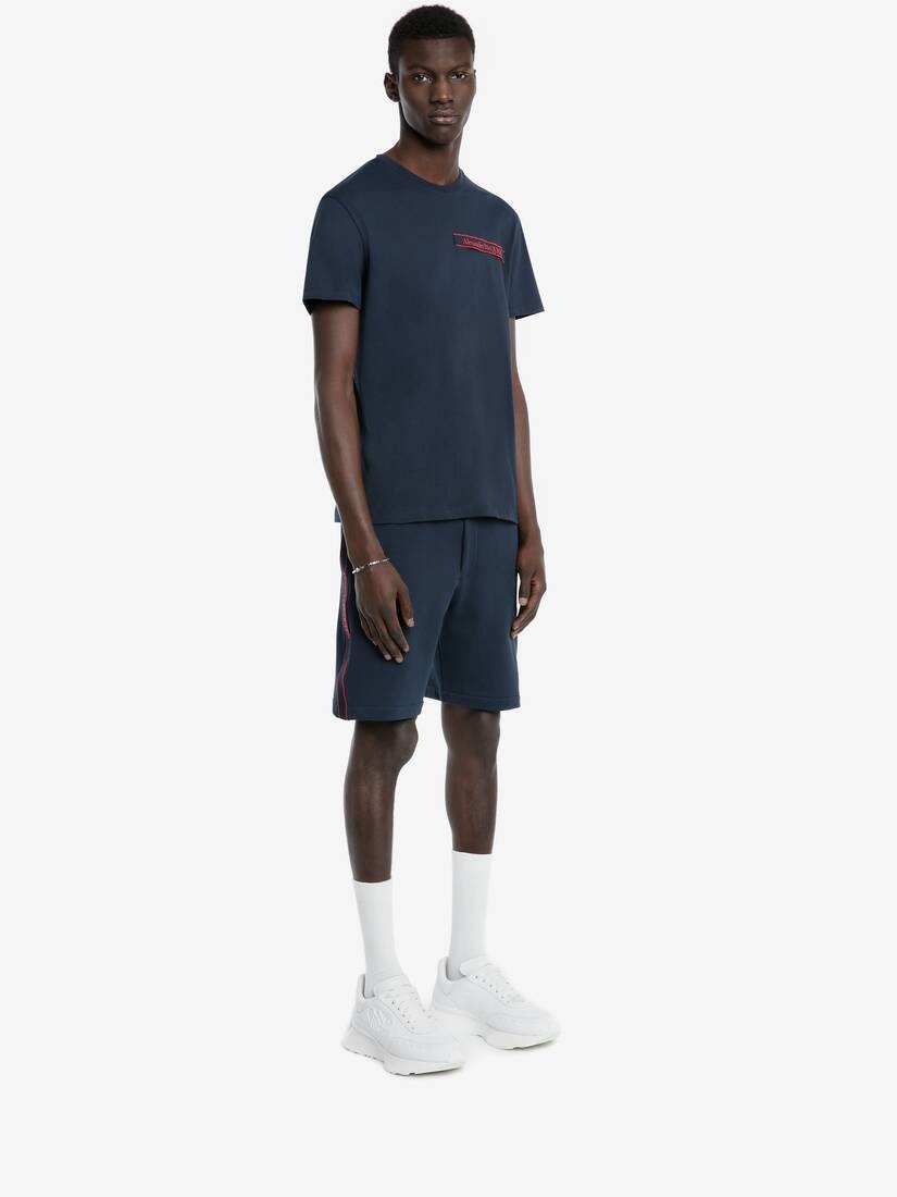 Selvedge Logo Tape T-shirt in Ink Blue - 3
