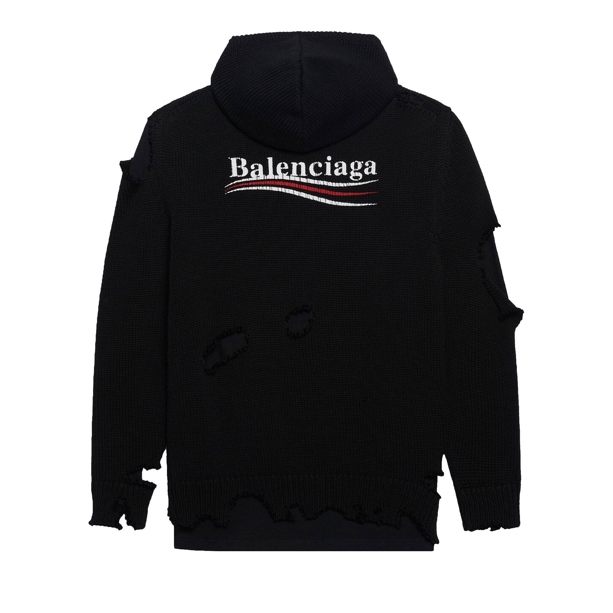 Balenciaga Political Campaign Destroyed Hoodie 'Black/Black' - 2