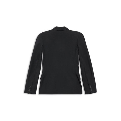 BALENCIAGA Women's Round Shoulder Waisted Jacket in Black outlook