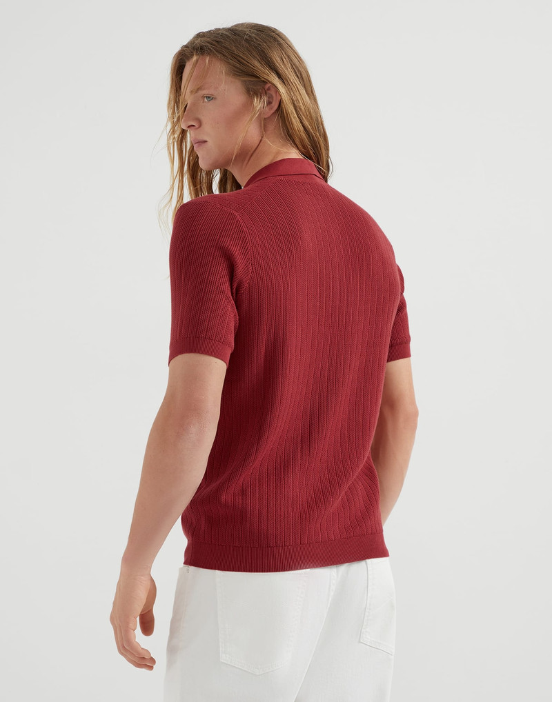 Brunello Cucinelli Cotton wide rib knit polo shirt outlook