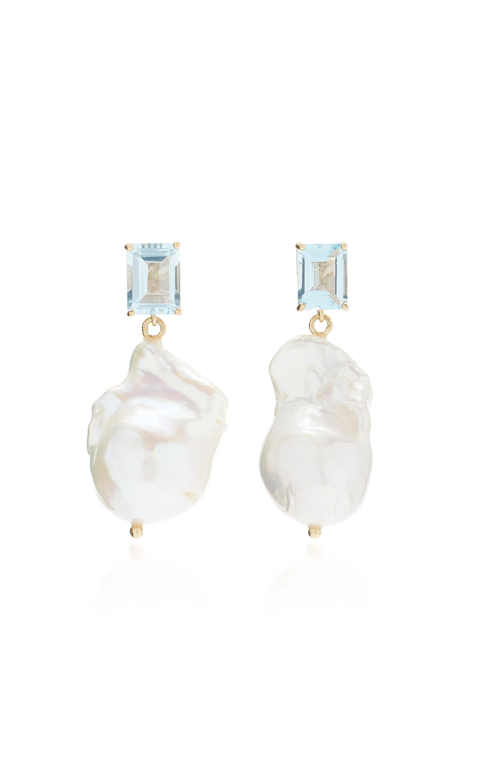 14K Yellow Gold Topaz, Pearl Earrings white - 1
