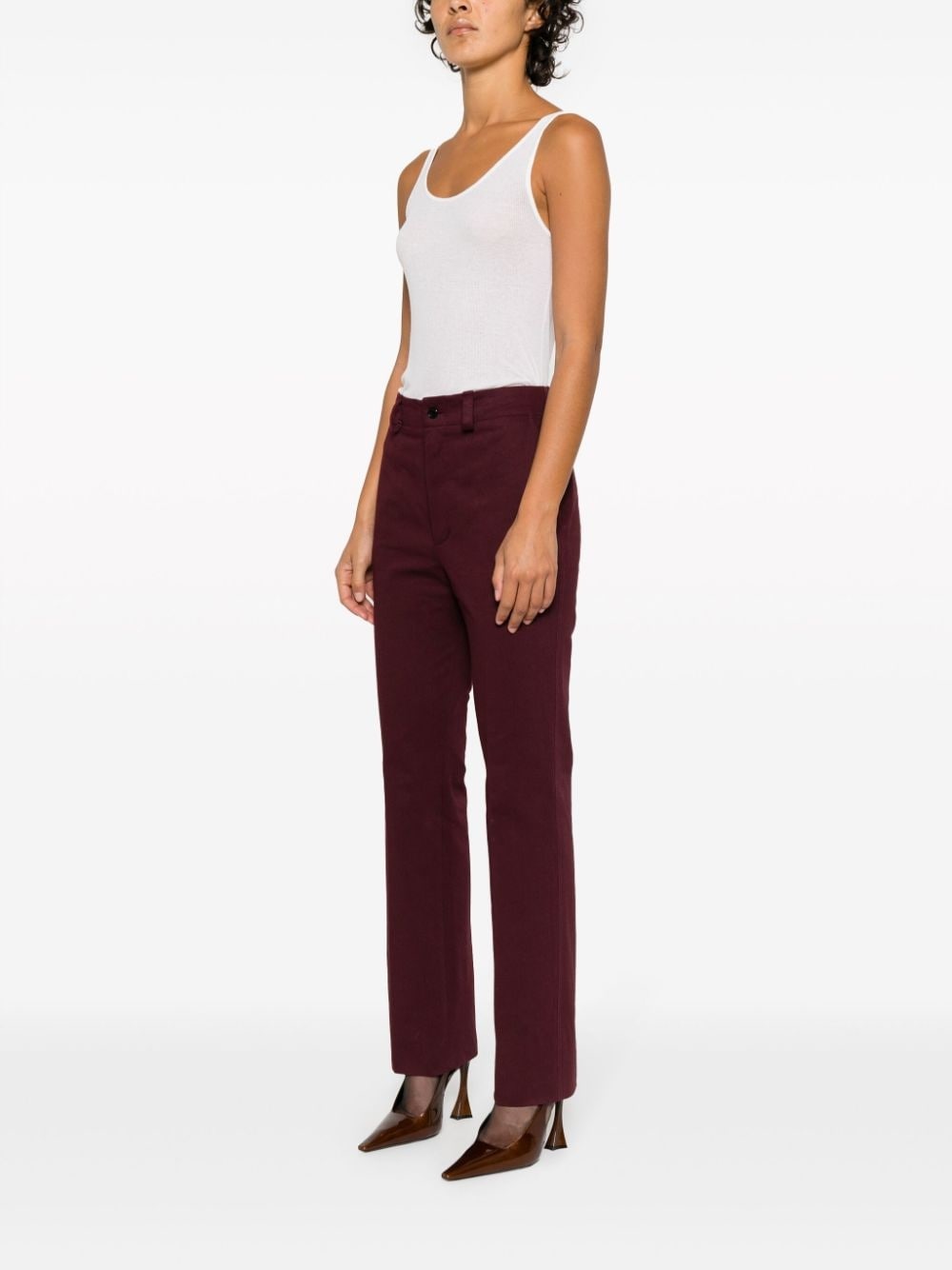 straight-leg cotton trousers - 3