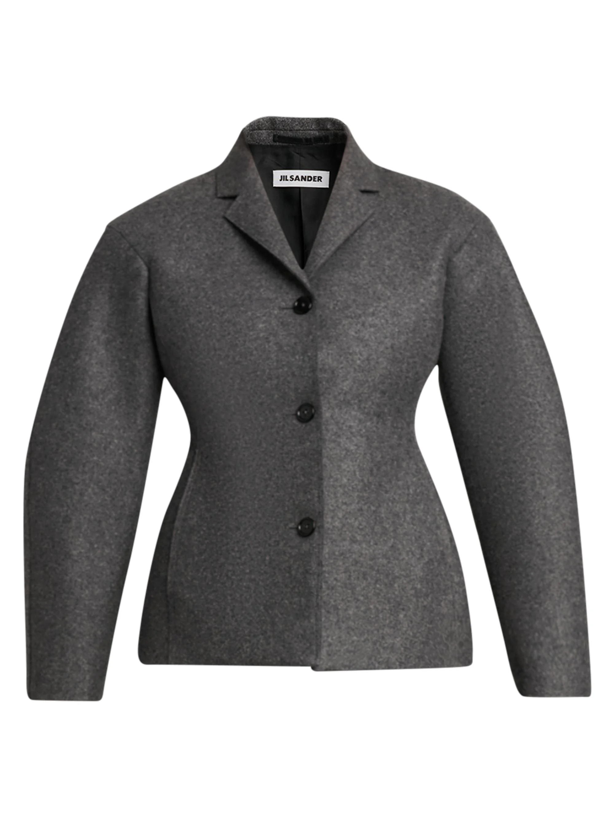 Women's Wool Melange Tapered-Waist Single-Breasted Jacket - Lava Stone - 1