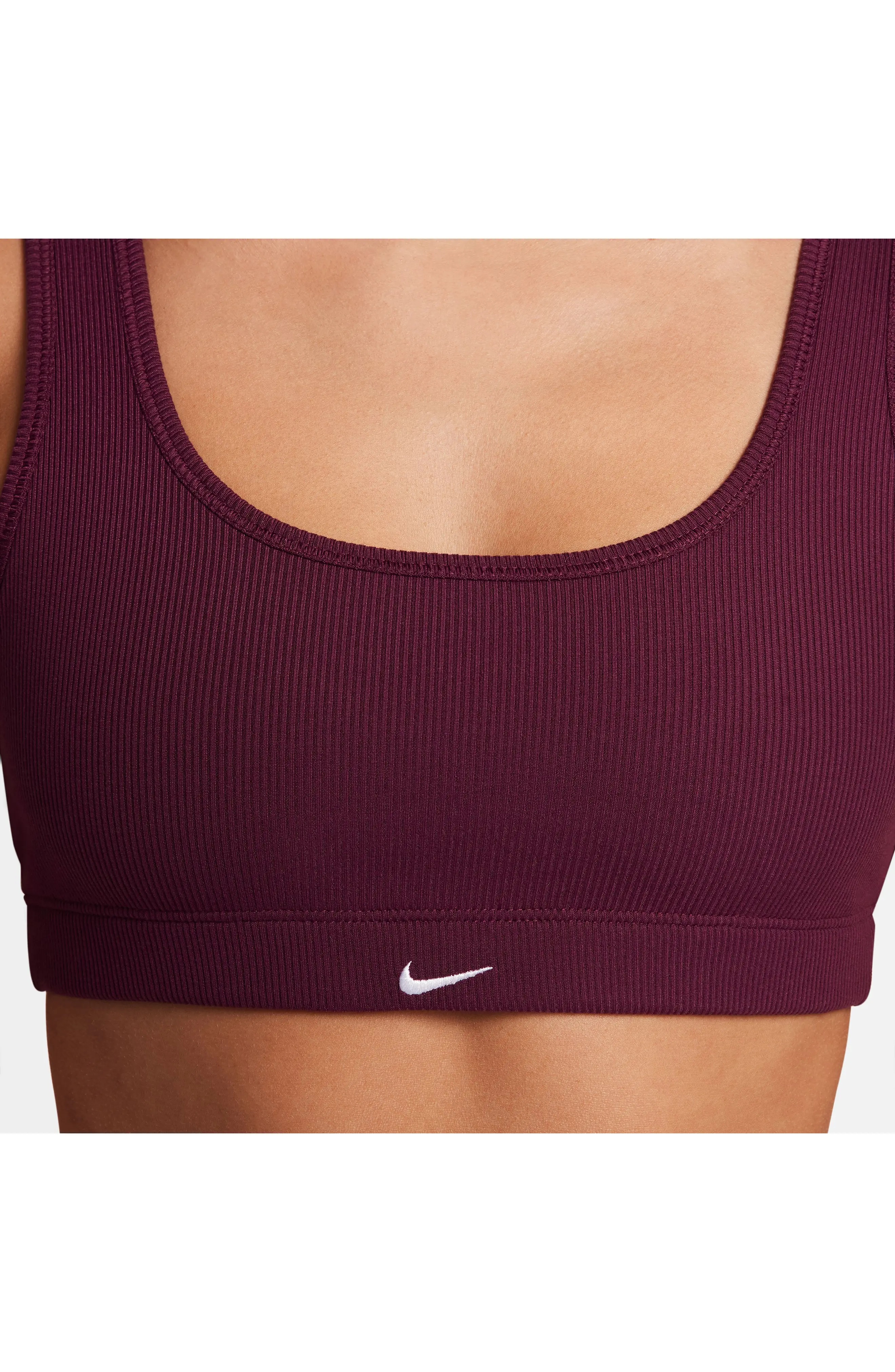 Alate All U Rib Sports Bra in Bordeaux/Bordeaux/White - 6