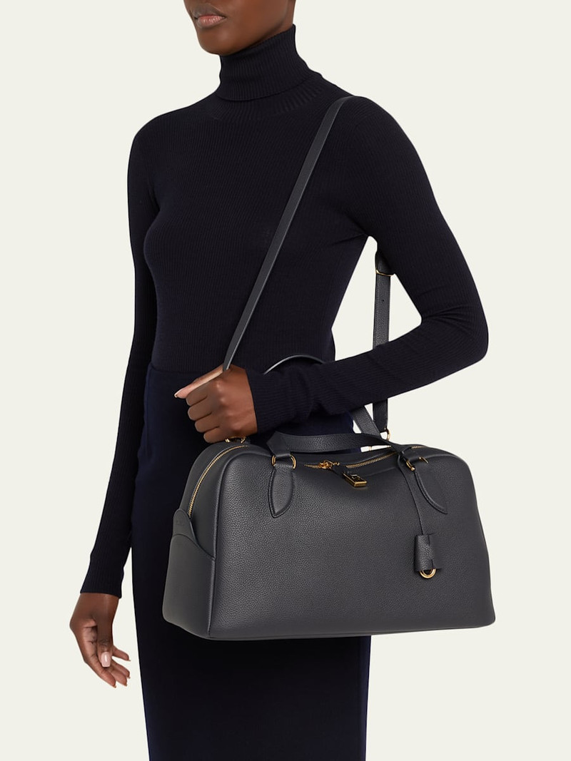 Loro Piana Needle Medium Fine Grain Leather Shoulder Bag outlook