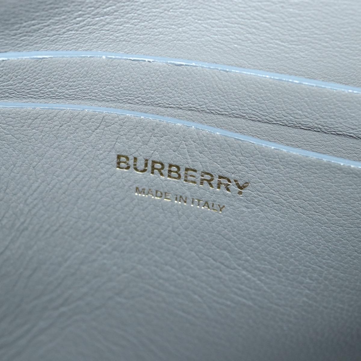 Burberry Shoulder Bag Patent Leather Gray Gold - 16