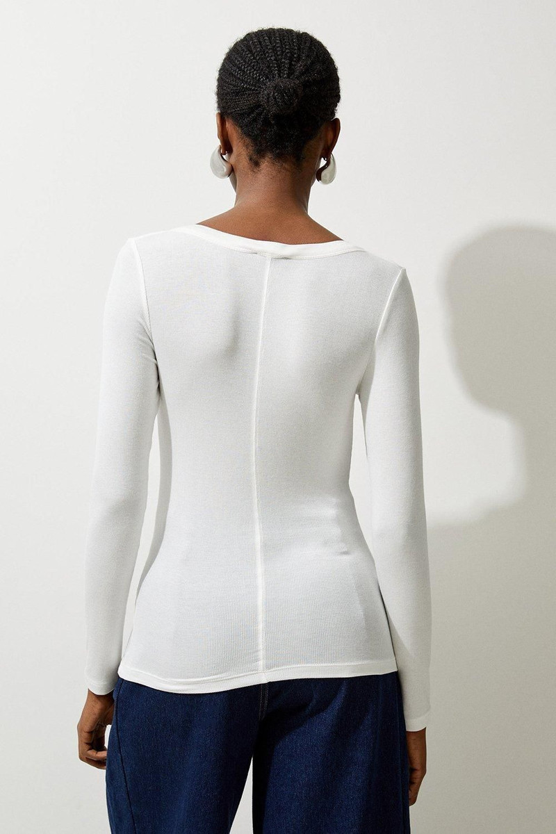 Lux Viscose Rib Jersey Long Sleeve Scoop Neck Top 3