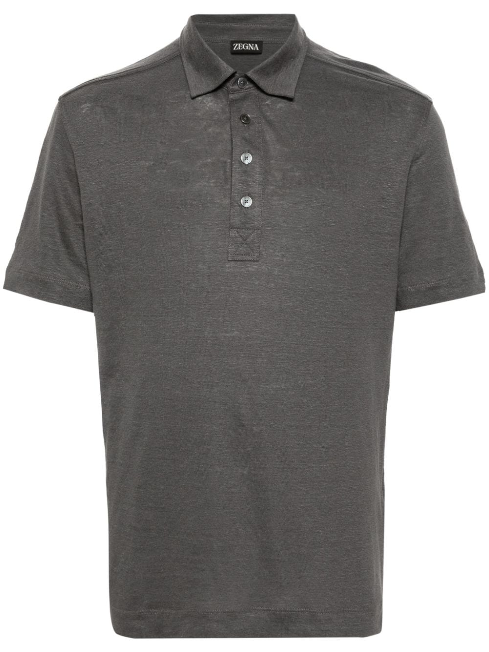 short-sleeve linen polo shirt - 1