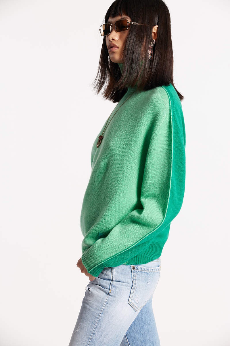 CONTRAST COLOR TURTLENECK KNIT - 2