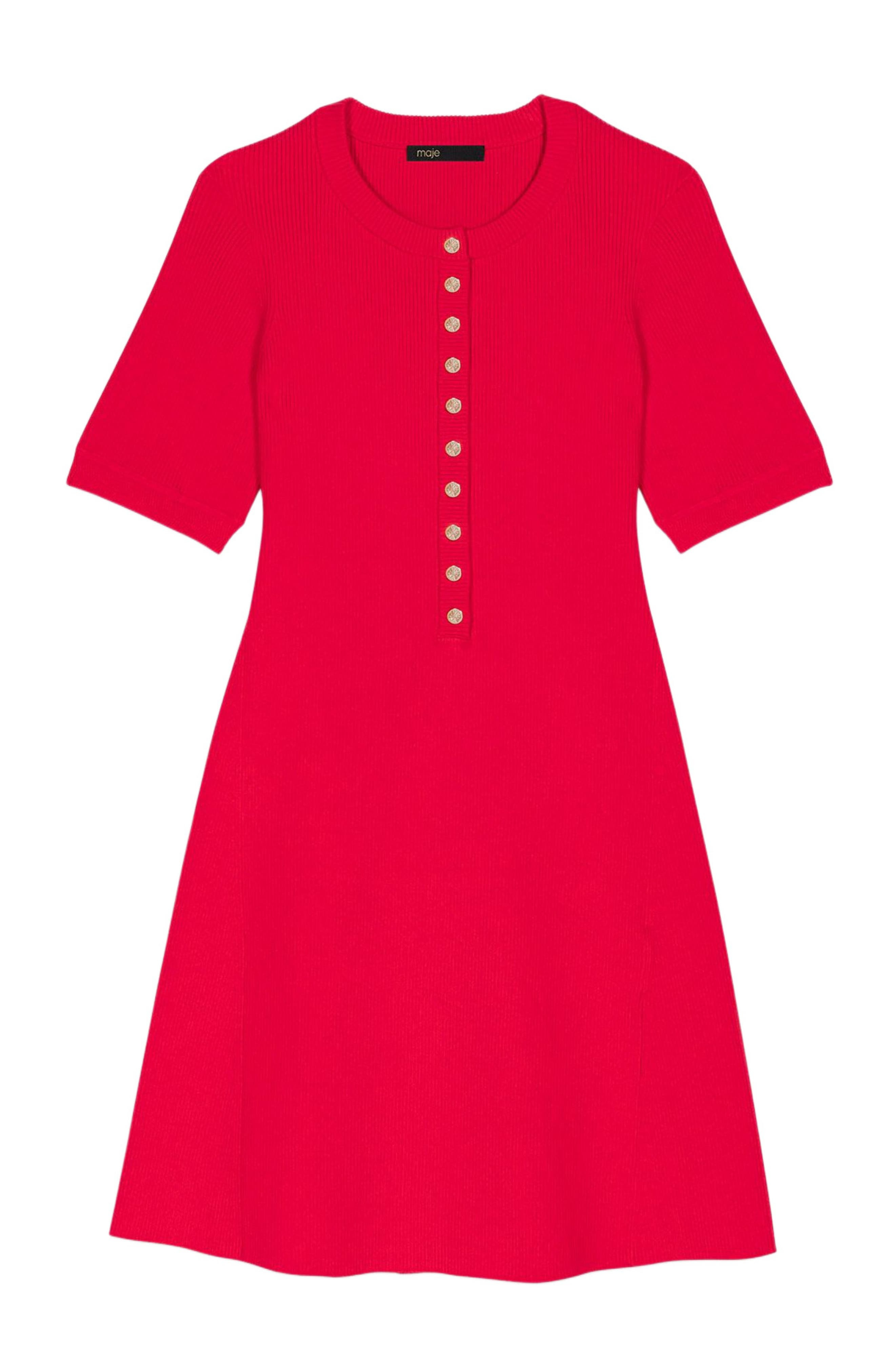 maje Short ribbed knit dress in Red at Nordstrom - 7
