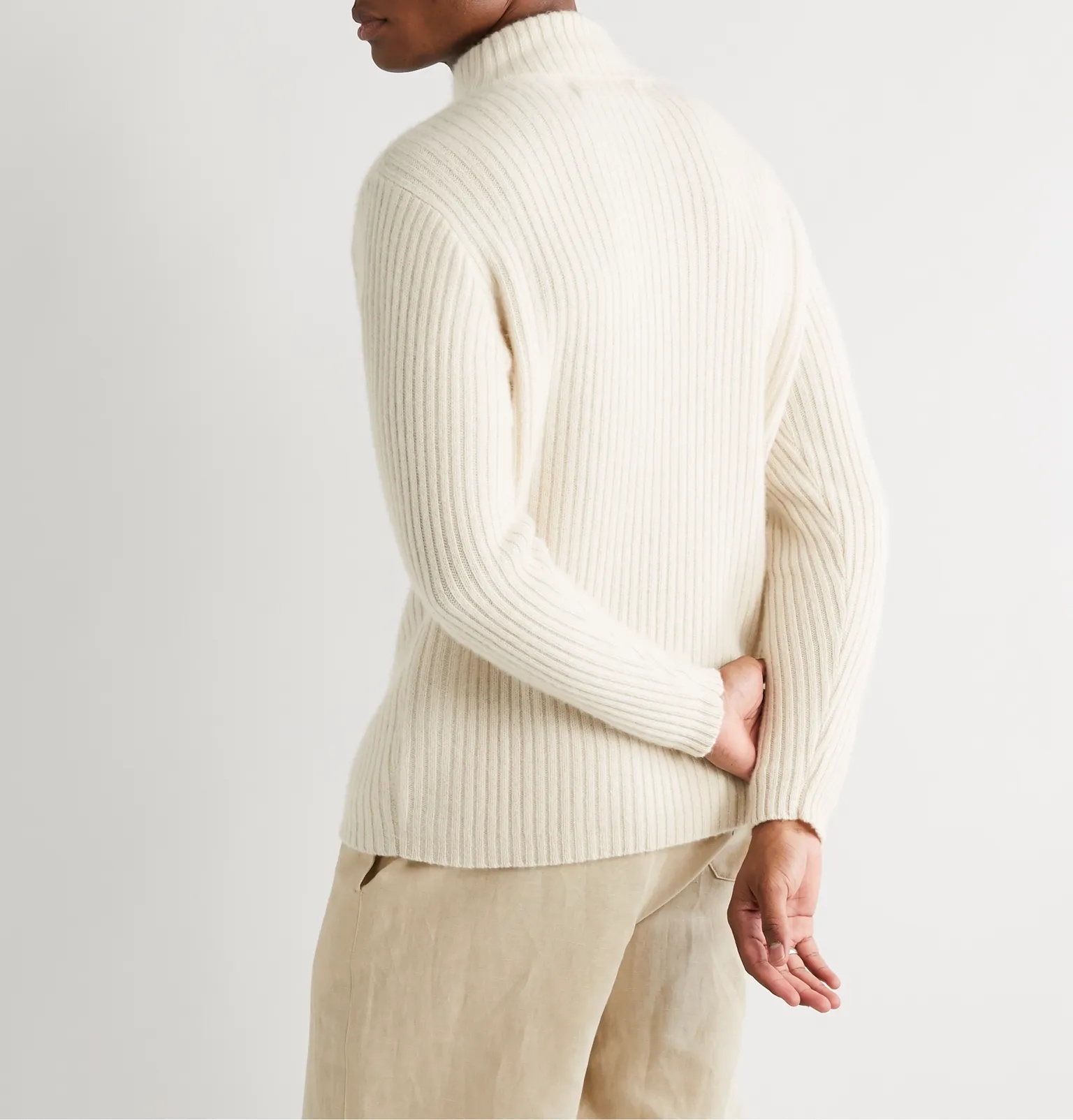 Ribbed Cashmere Mock-Neck Sweater - 4