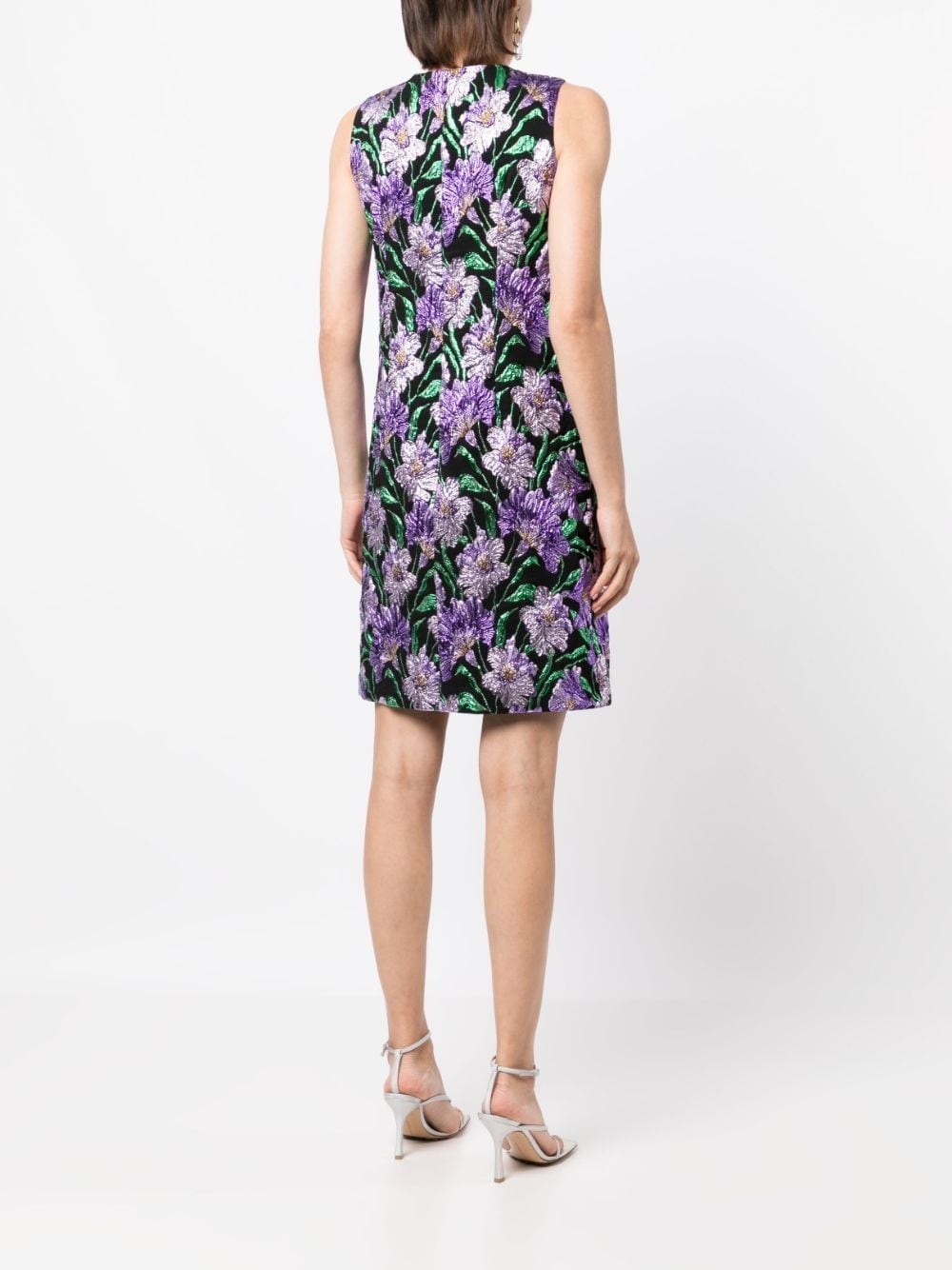 floral-jacquard A-line mini dress - 4
