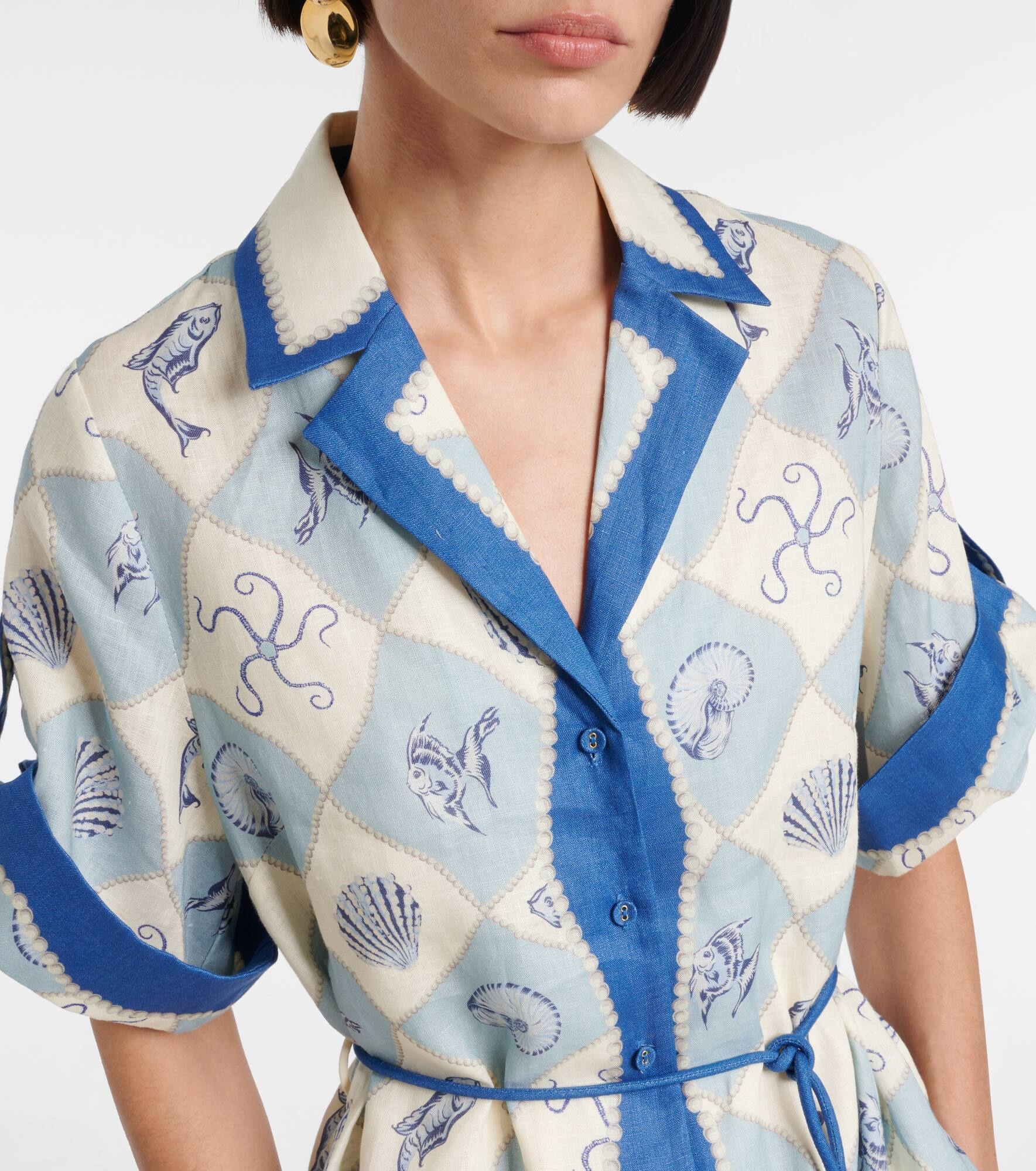 Pia printed linen shirt dress - 4
