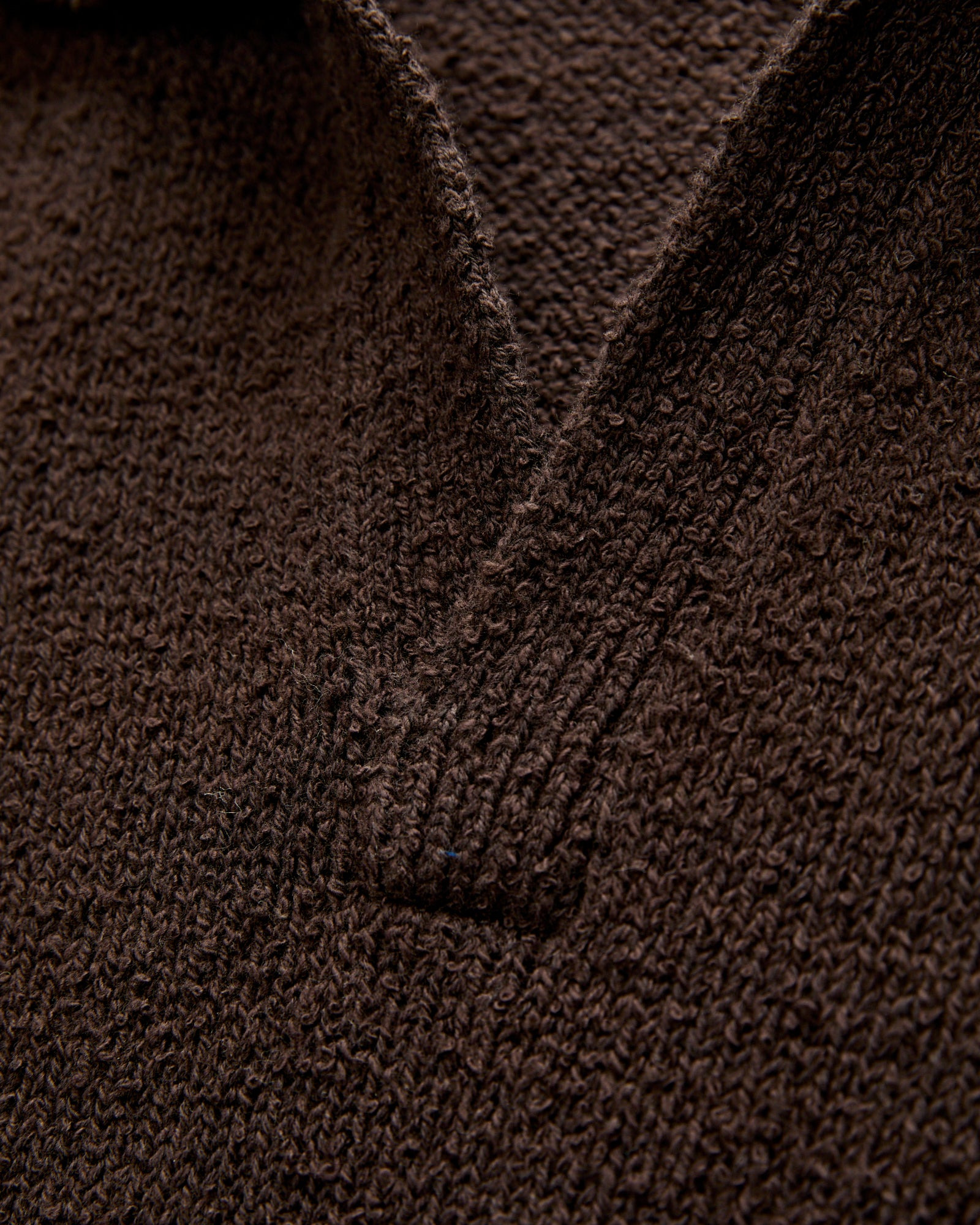 Long Sleeve Knit Polo is Bark Boucle - 4