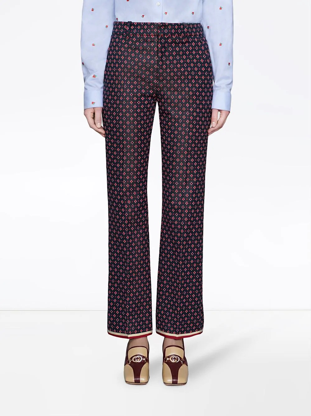 Geometric G print bootcut trousers - 3