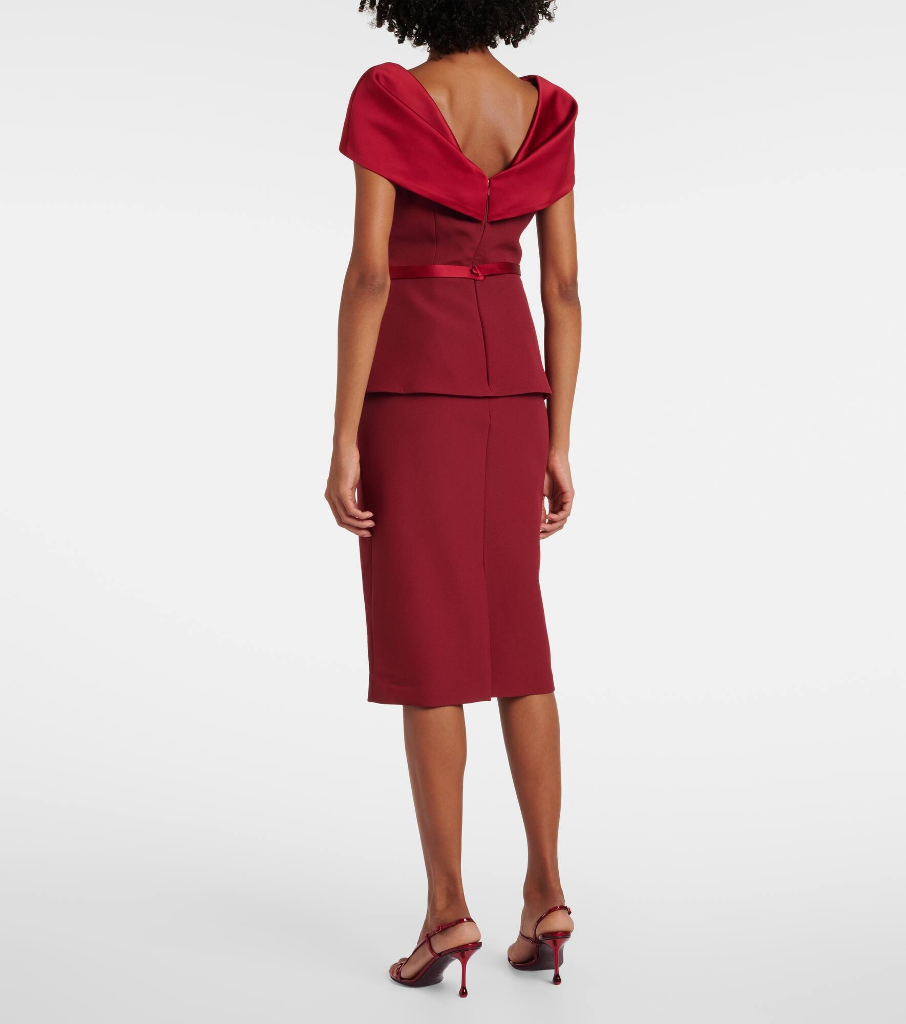 Rella draped peplum heavy crêpe midi dress - 3