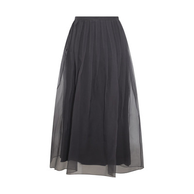 Brunello Cucinelli dark blue silk skirt outlook