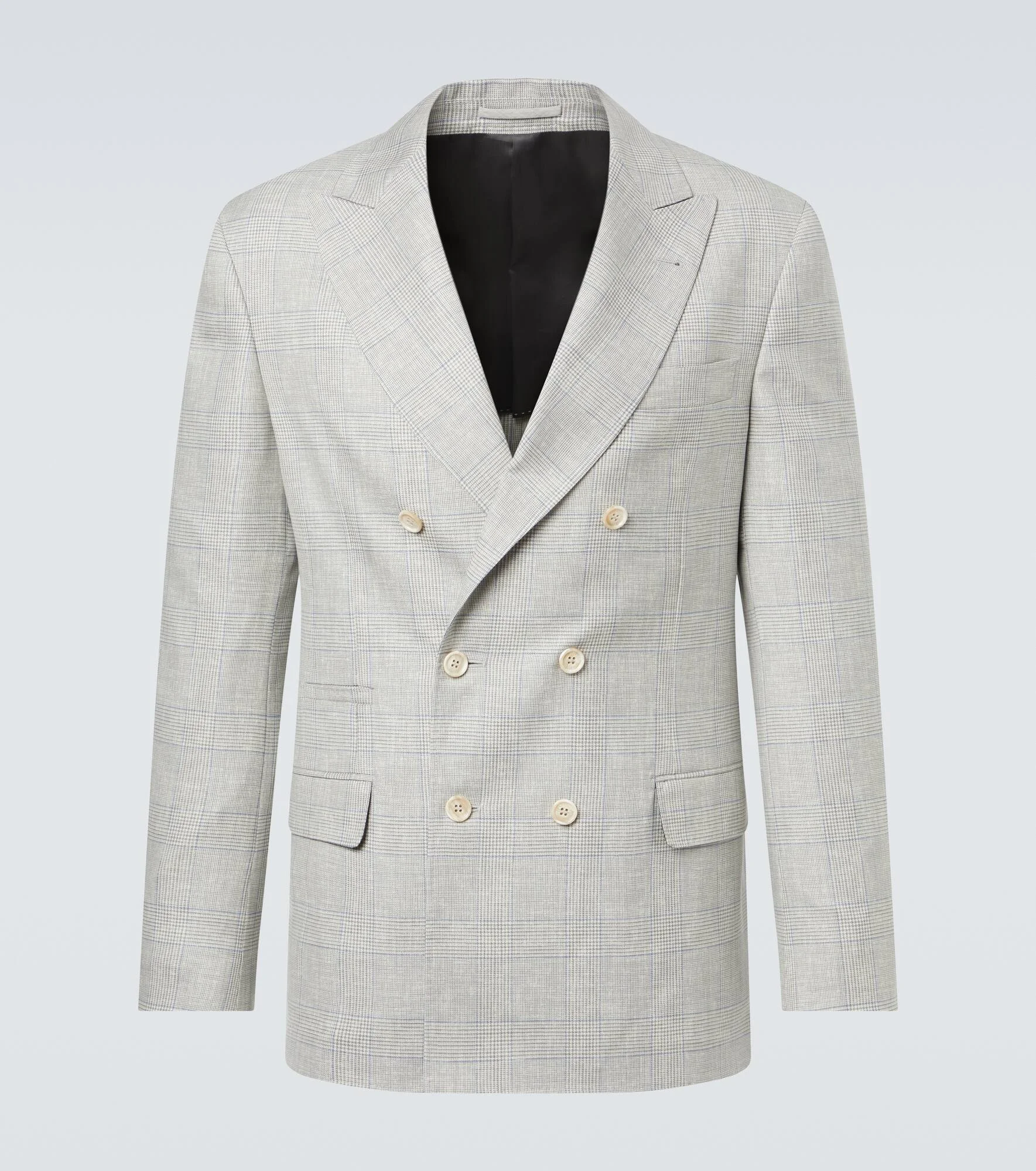 Checked double-breasted wool blazer - 1