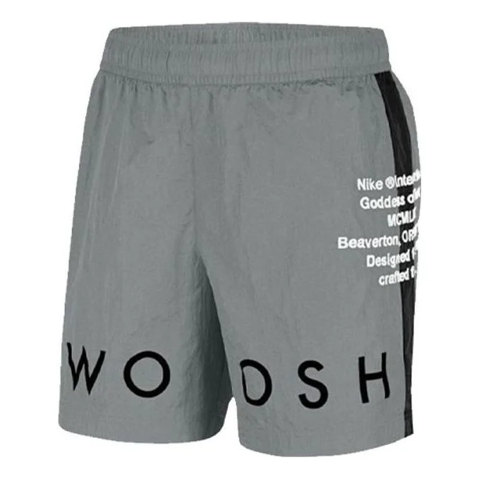 Men's Nike Alphabet Printing Elastic Waistband Straight Sports Shorts Gray CJ4905-073 - 1