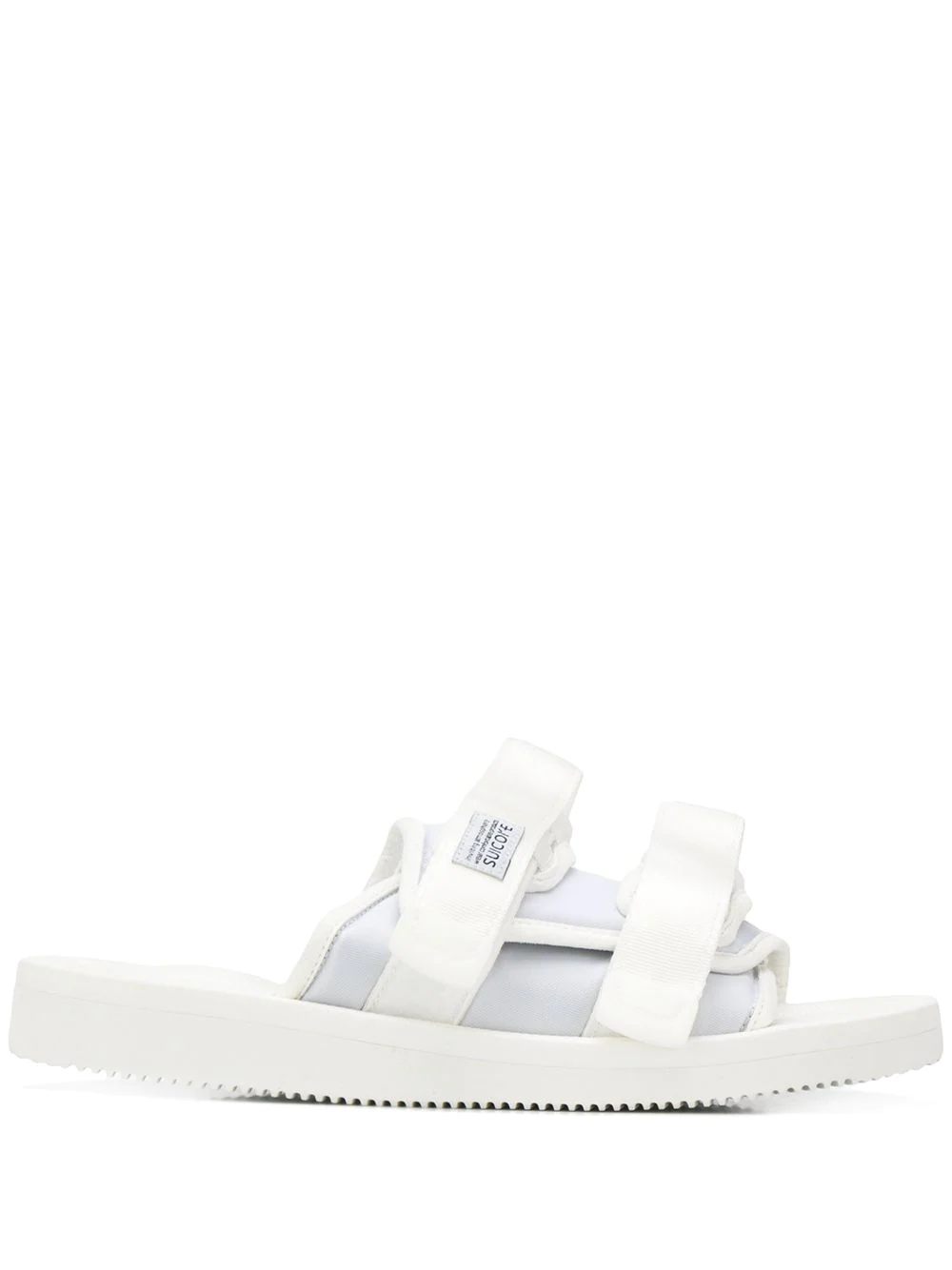 white strapped sliders - 1