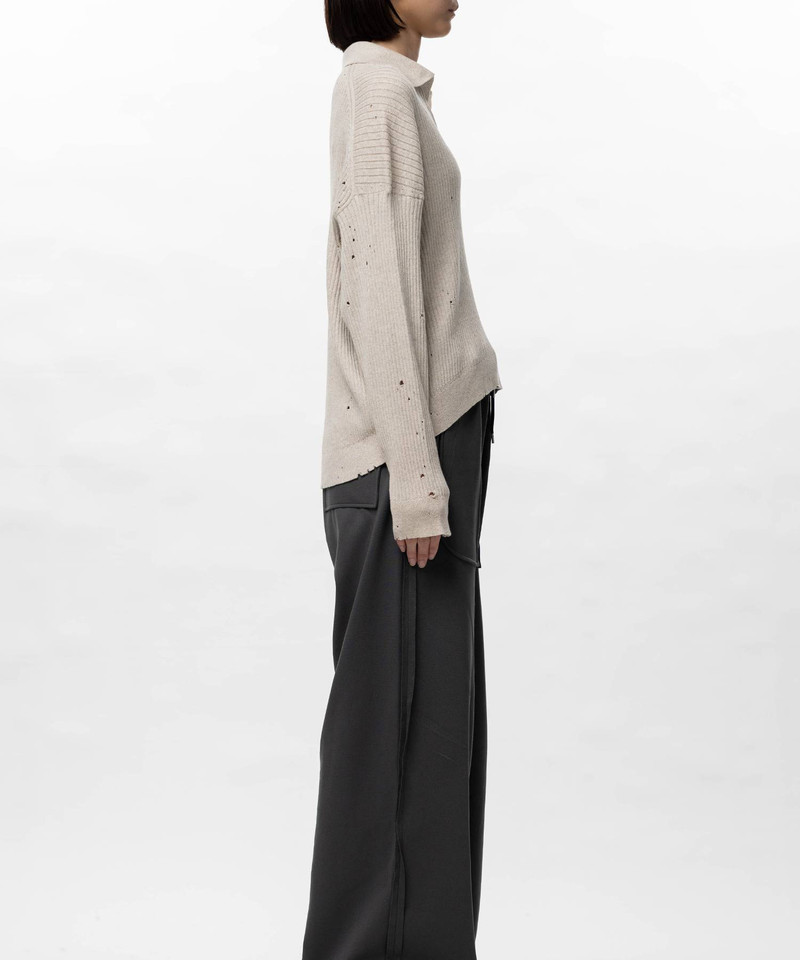 Distressed Knit Skipper Sweater 7