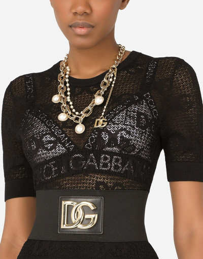 Dolce & Gabbana Double-chain necklace with pearl charms outlook