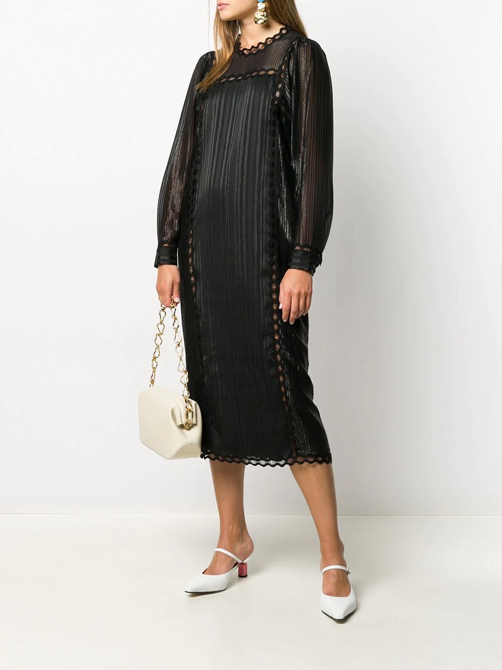 embroidered shift midi dress - 2