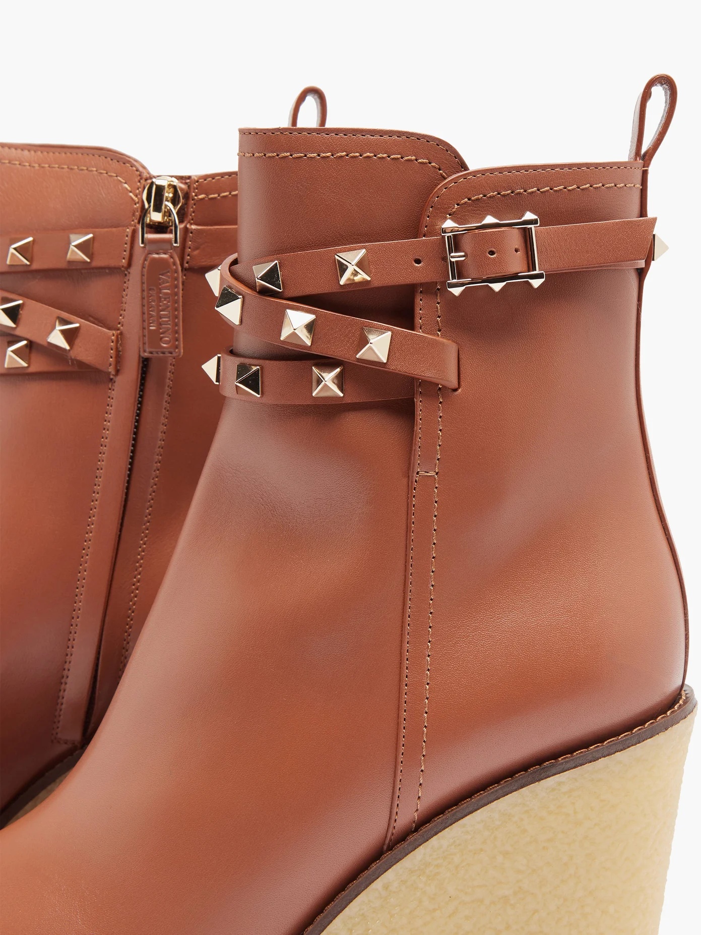 Rockstud leather wedge ankle boots - 6