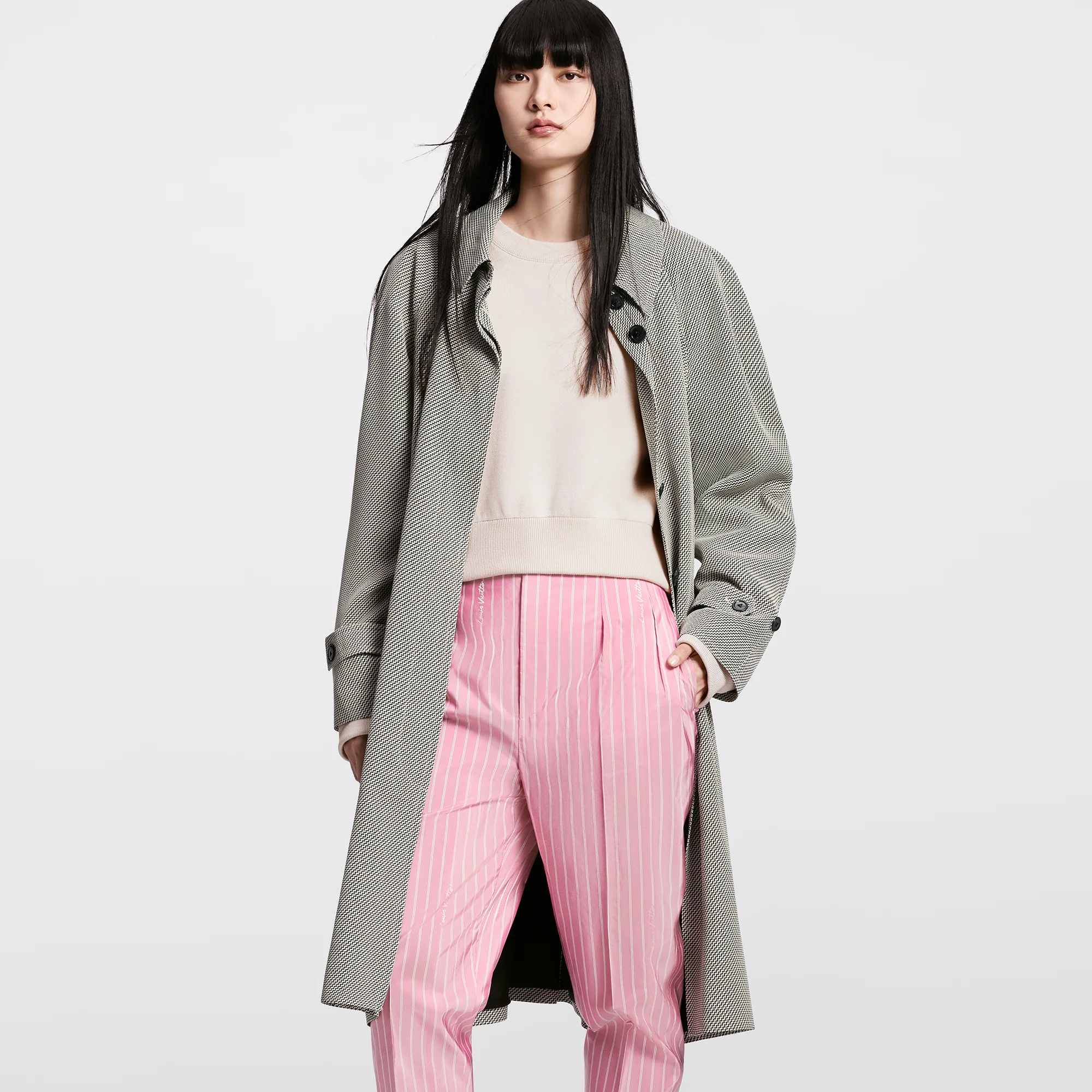 Double Stripe Fitted High Waist Carrot Pants - 5
