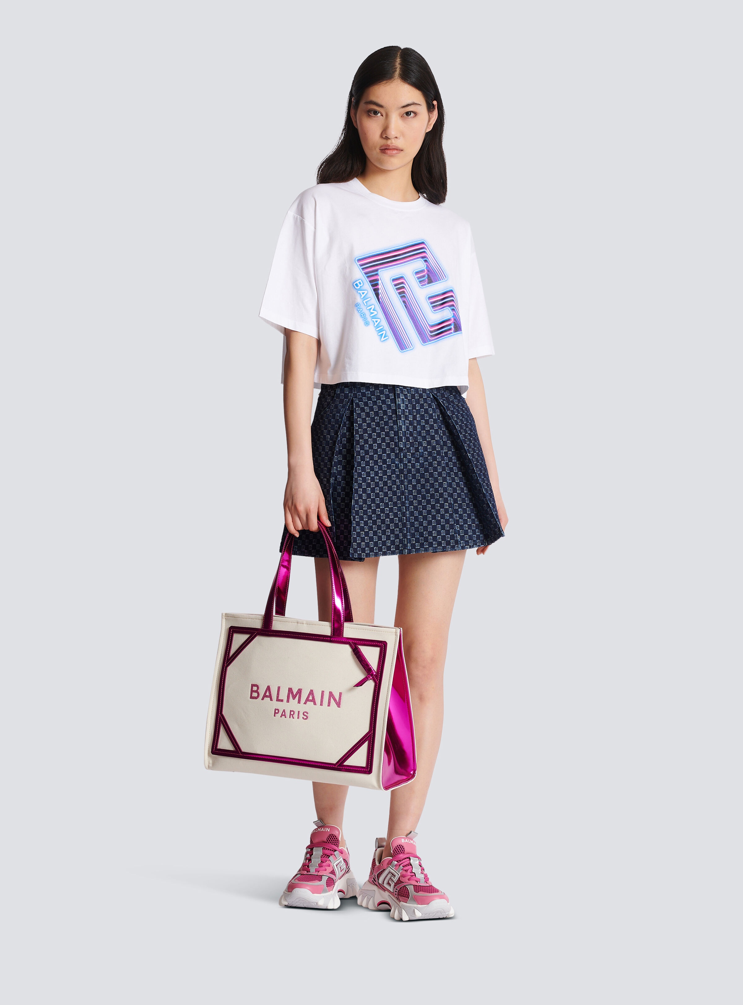 B-Army 42 tote bag in canvas and mirror-effect leather - 2