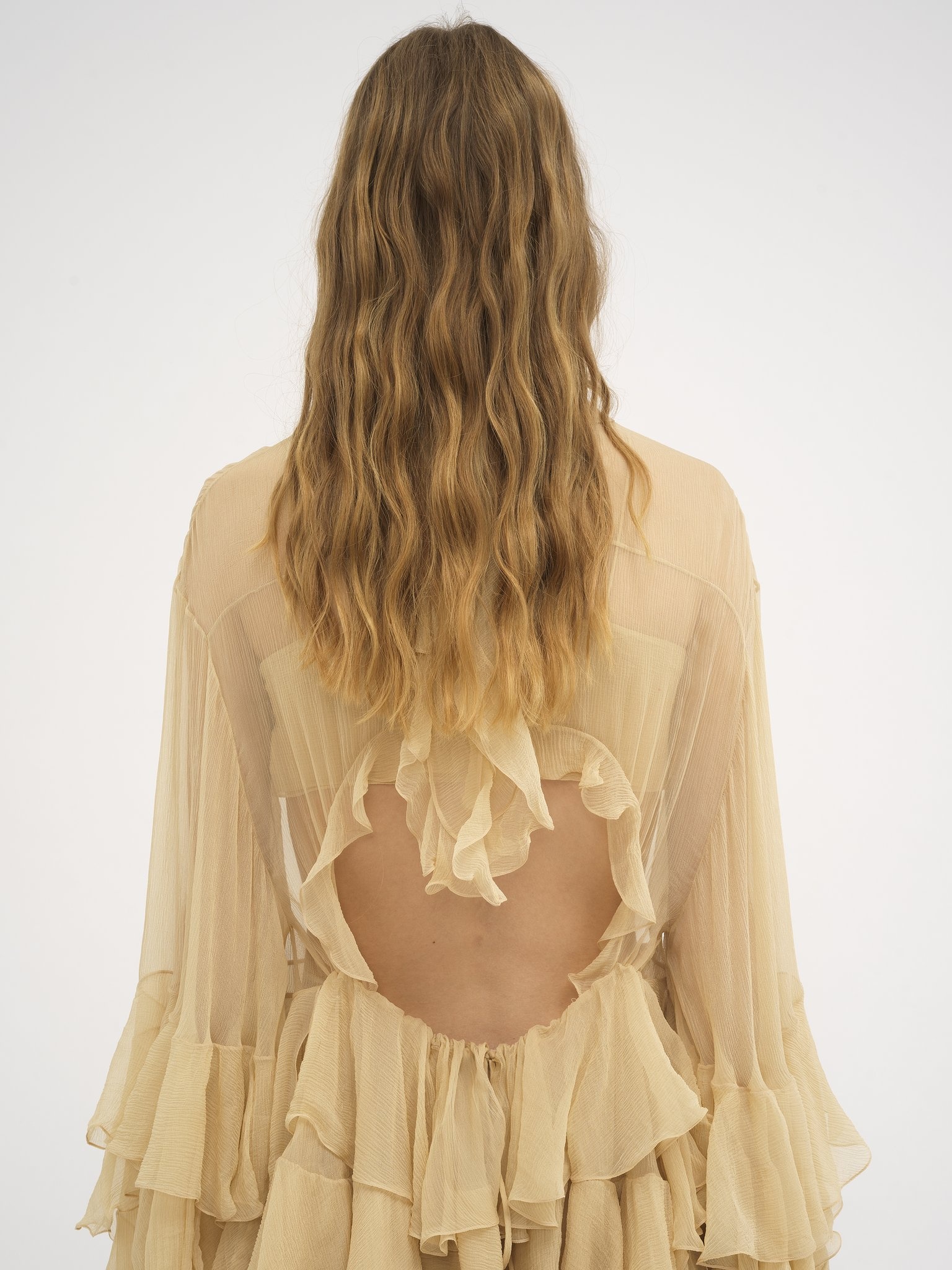 RUFFLED MINI DRESS IN SILK MOUSSELINE - 6