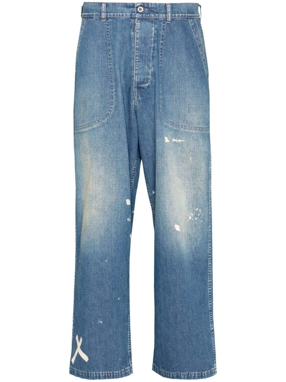 paint-splatter wide-leg jeans - 1