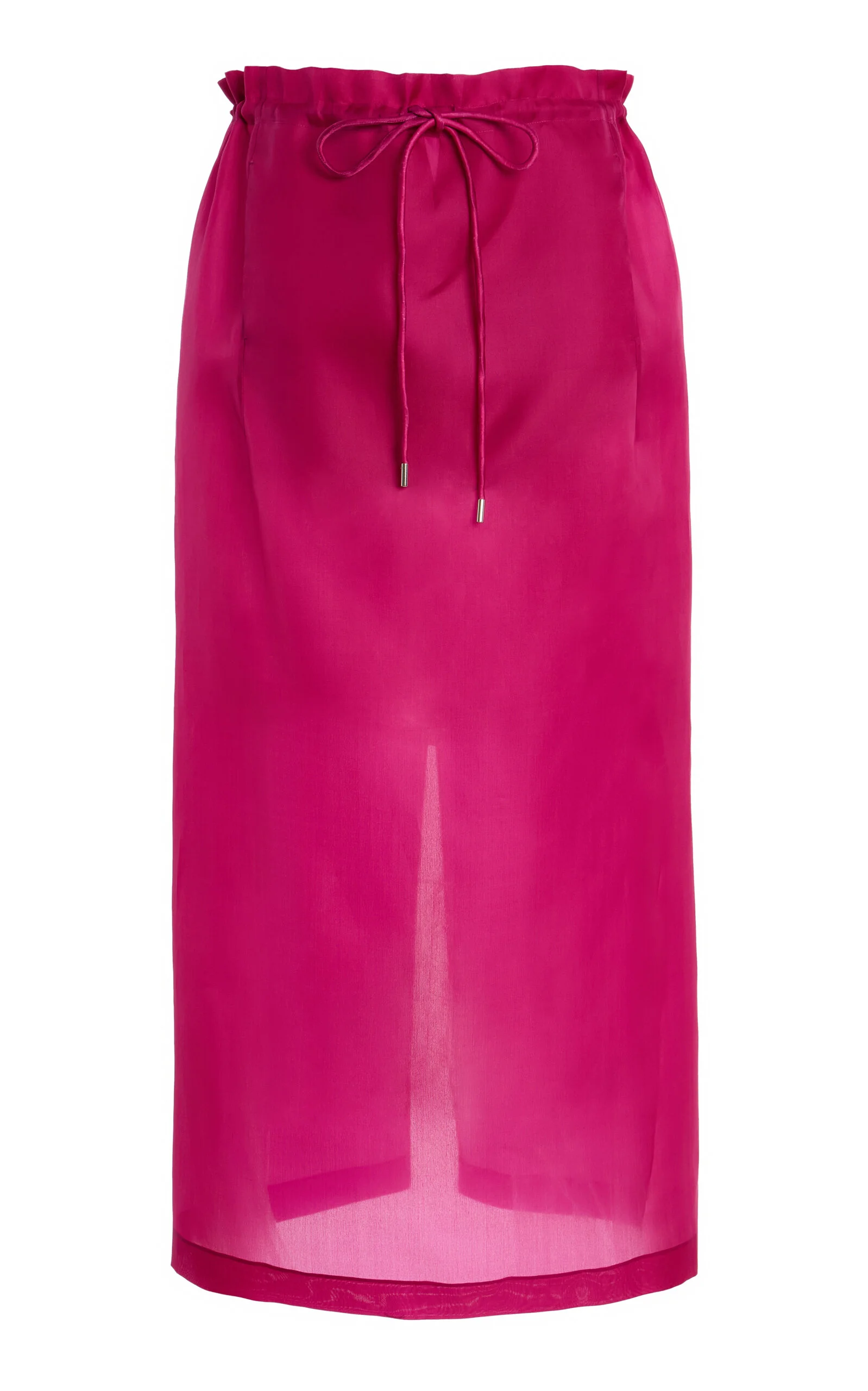 Regina Drawstring Silk Midi Skirt pink - 1