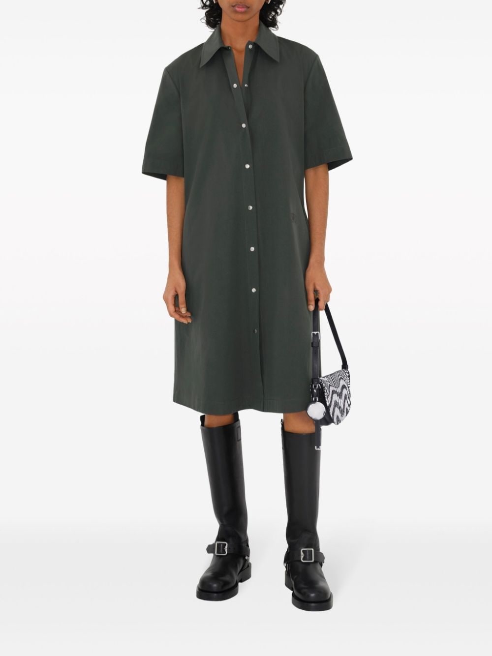 straight-point collar cotton-blend dress - 2