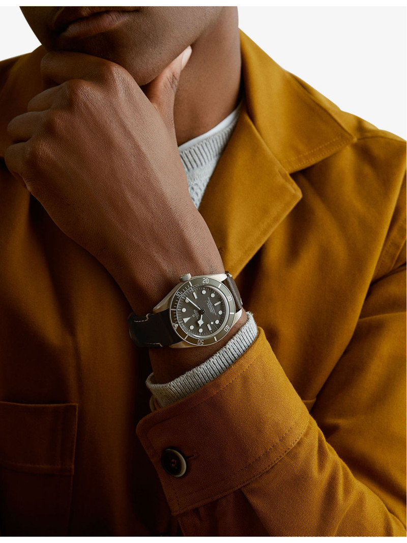 TUDOR M79010SG0001 Black Bay 58 sterling-silver and leather automatic watch outlook