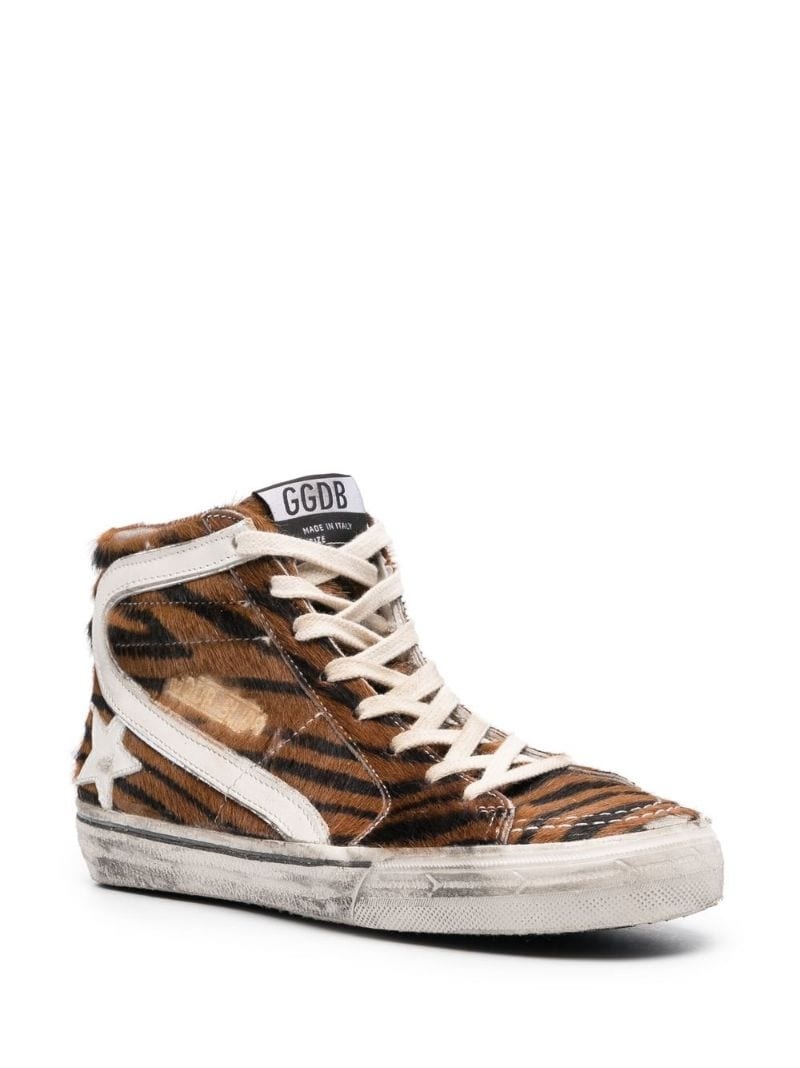 zebra-print high-top sneakers - 2