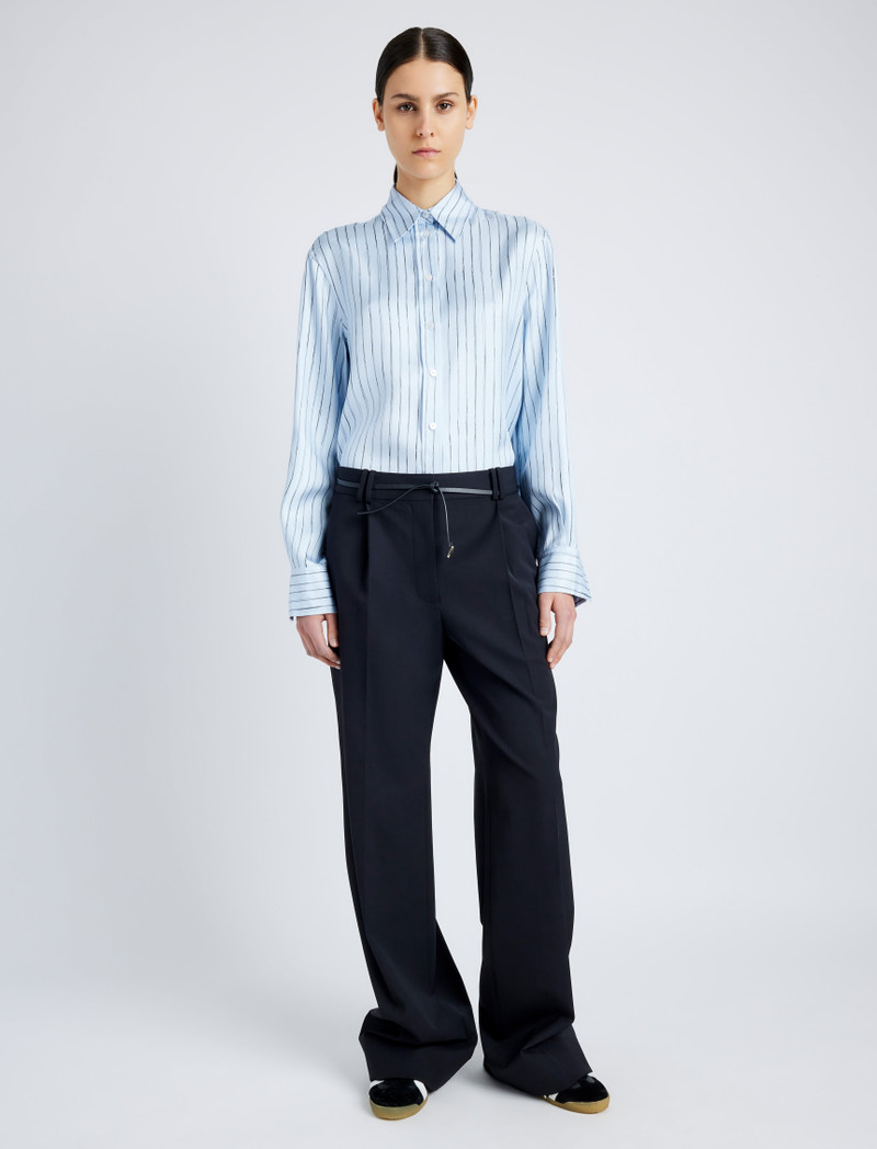 Proenza Schouler Madison Top in Stripe Silk Twill outlook