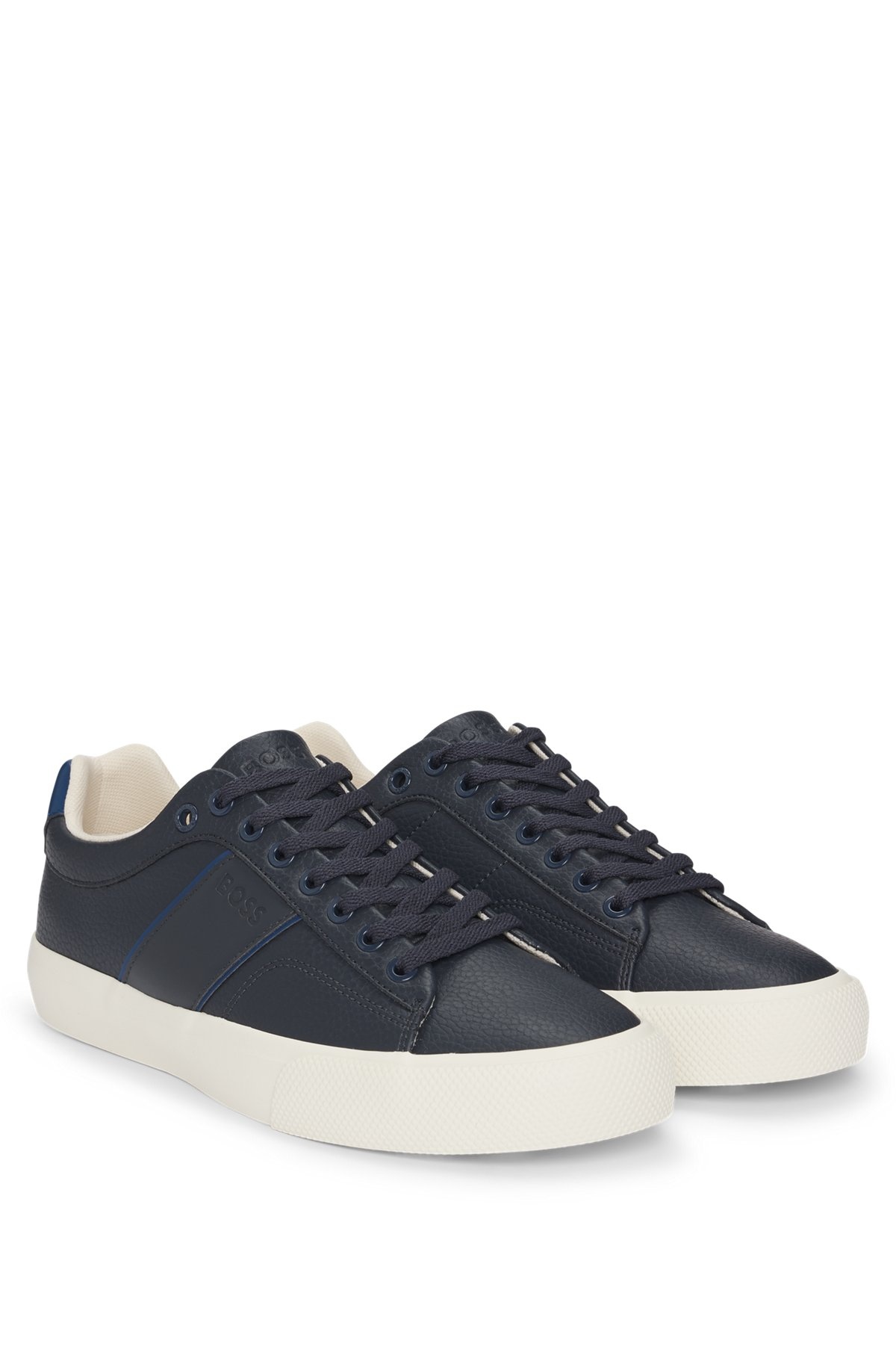 FAUX-LEATHER TRAINERS WITH PLAIN AND GRAINED TEXTURES - 2